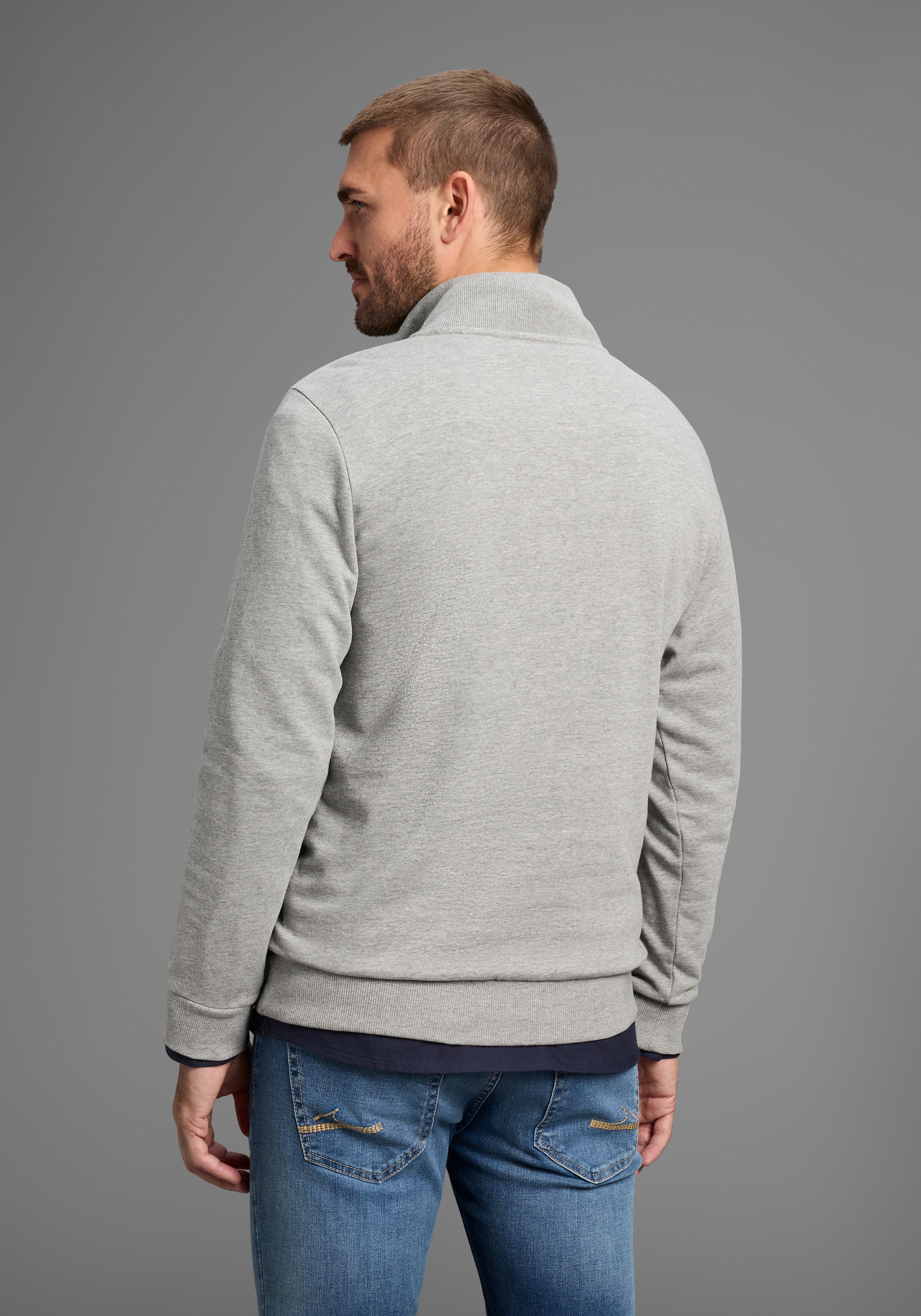 DELMAO Sweatshirt, mit Henley Kragen und Seitentaschen - NEUE KOLLEKTION