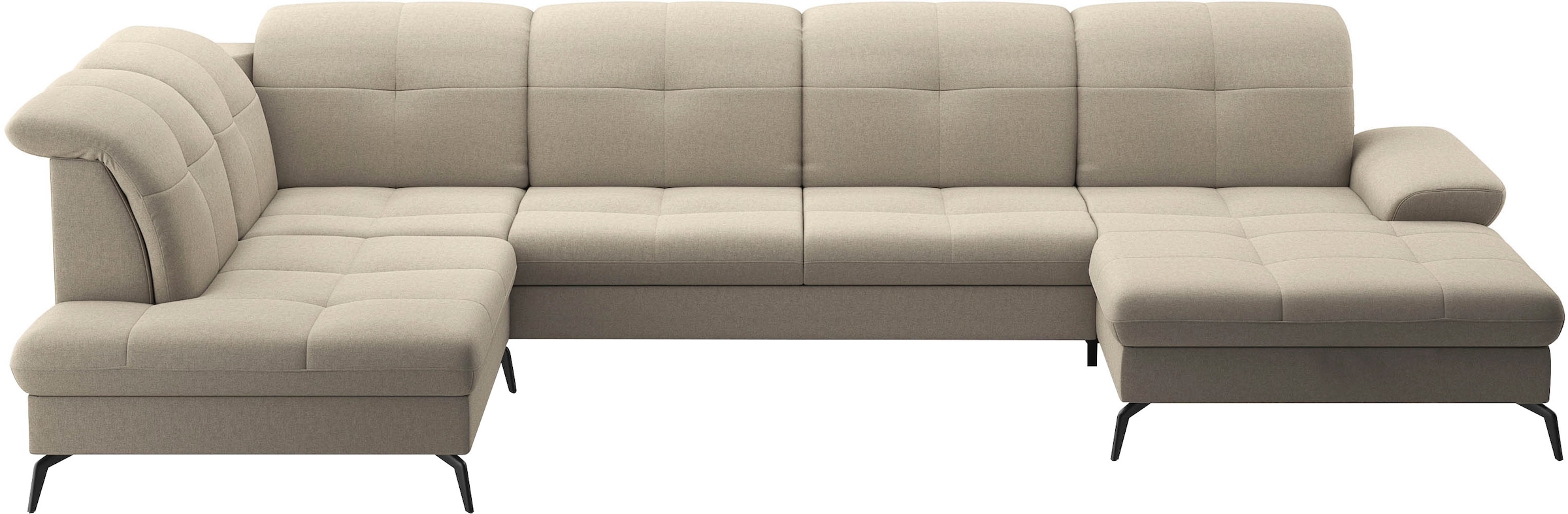 sit&more Wohnlandschaft »Amica, U-Form, inkl. Sitztiefenverstellung und Armteilverstellung«, wahlweise mit Kopfteilverstellung, Bettfunktion und Bettkasten