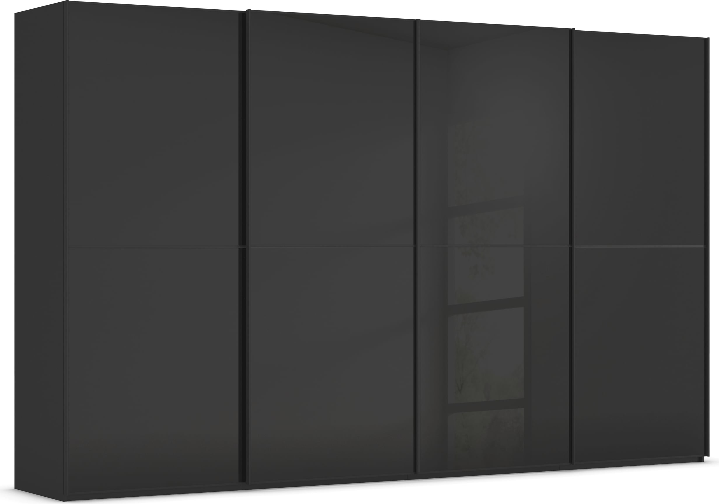 rauch Schwebetürenschrank "Kleiderschrank Schrank Garderobe Schlafzimmerschrank SCALE-DUO" edle zweigeteilte Türen Glas-Front mit 3 Zierleisten MADE IN GERMANY