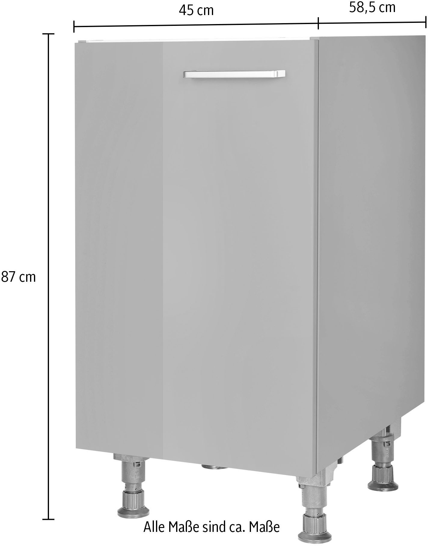 nobilia® Spülenschrank »"Flash", Ausrichtung wählbar, vormontiert, in den Breiten«, 45 und 60 cm, mit höhenverstellbaren Sockelfüßen