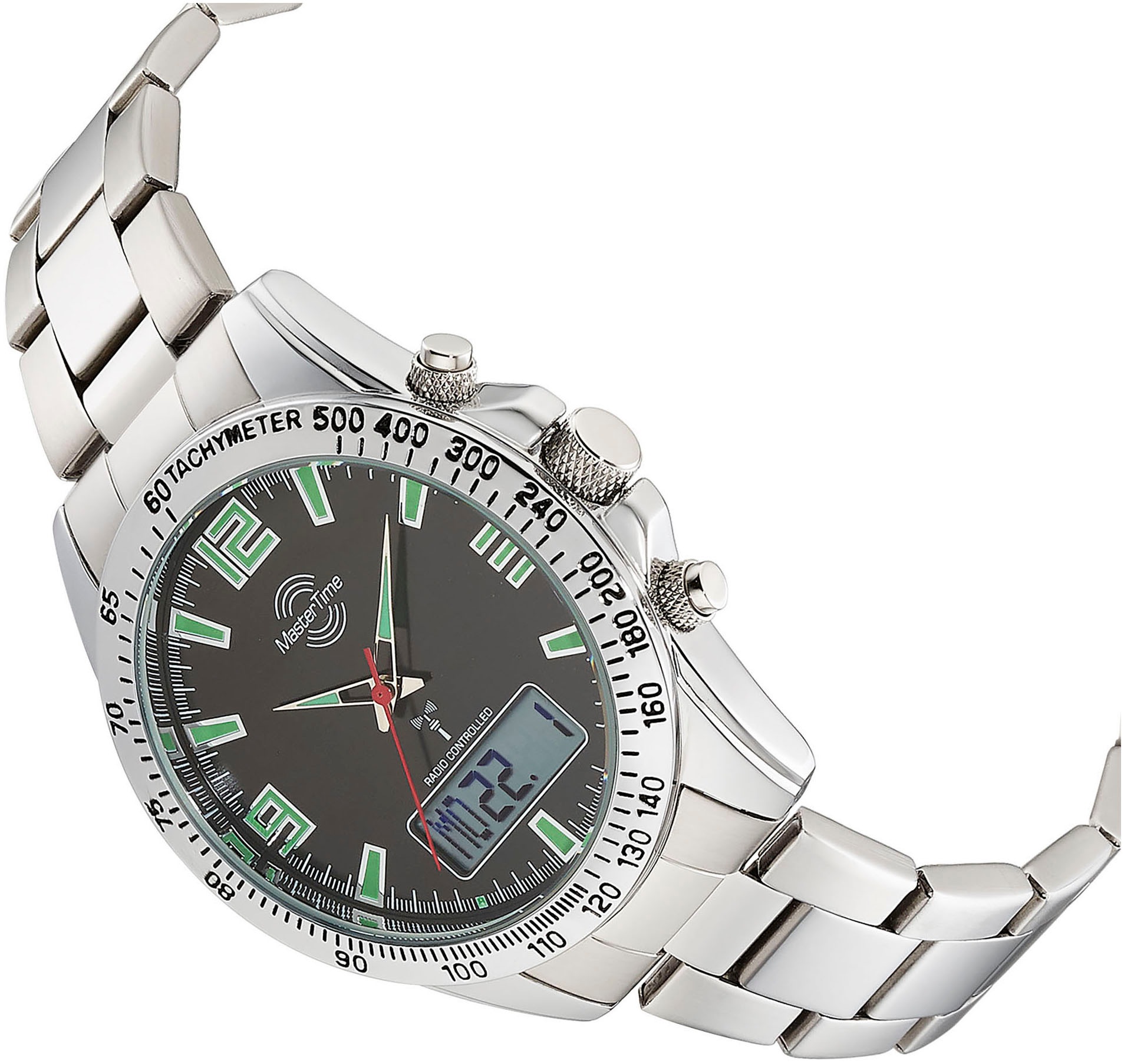 MASTER TIME Funkchronograph »Sporty«, Armbanduhr, Quarzuhr, Herrenuhr, automatischer Kalender