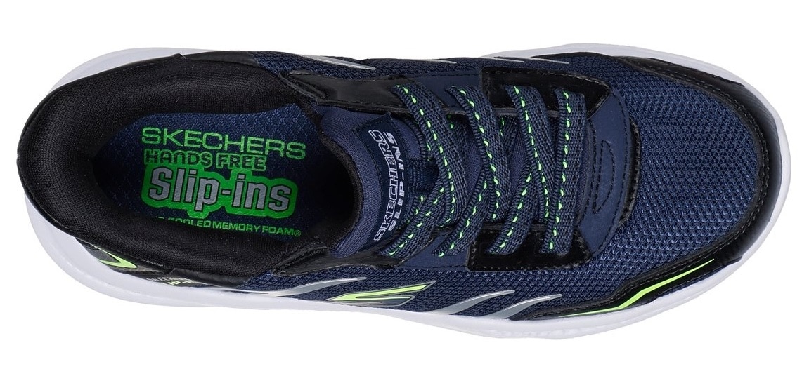 Skechers Slip-On Sneaker »SKECHERS METEOR-LIGHTS«, Schlupfschuh mit cooler Blinkfunktion, Größenschablone zum Download