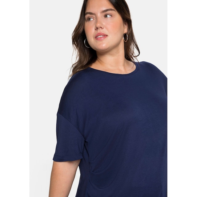 BAUR Größen«, T-Shirt bestellen für und | mit asymmetrischem »Große Saum Faltendetail Sheego