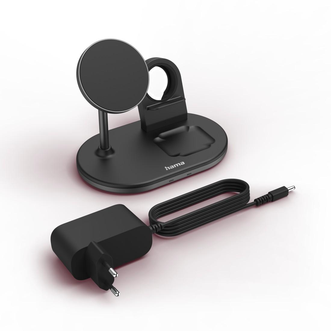 Hama Induktions-Ladegerät »3in1 Wireless Charger Ladestation für Apple iPhone AirPod Apple Watch«, mit Pad, Fast-Charge-Technologie, Apple iPhone 12, 13, 14, 15-Modelle