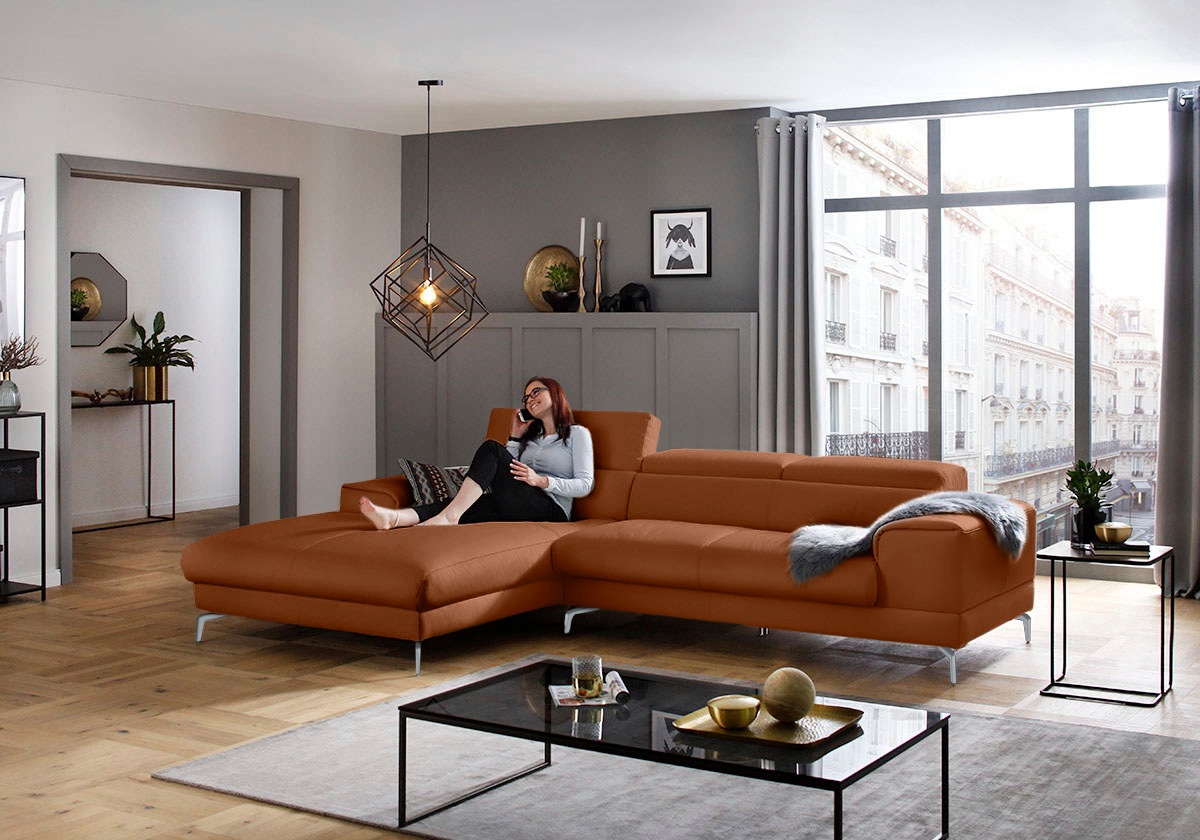 Thumbnail - W.SCHILLIG Ecksofa "piedroo, Designsofa mit tollem Sitzkomfort, bequem und elegant, L-Form", Kopfteilverstellung, wahlwe...