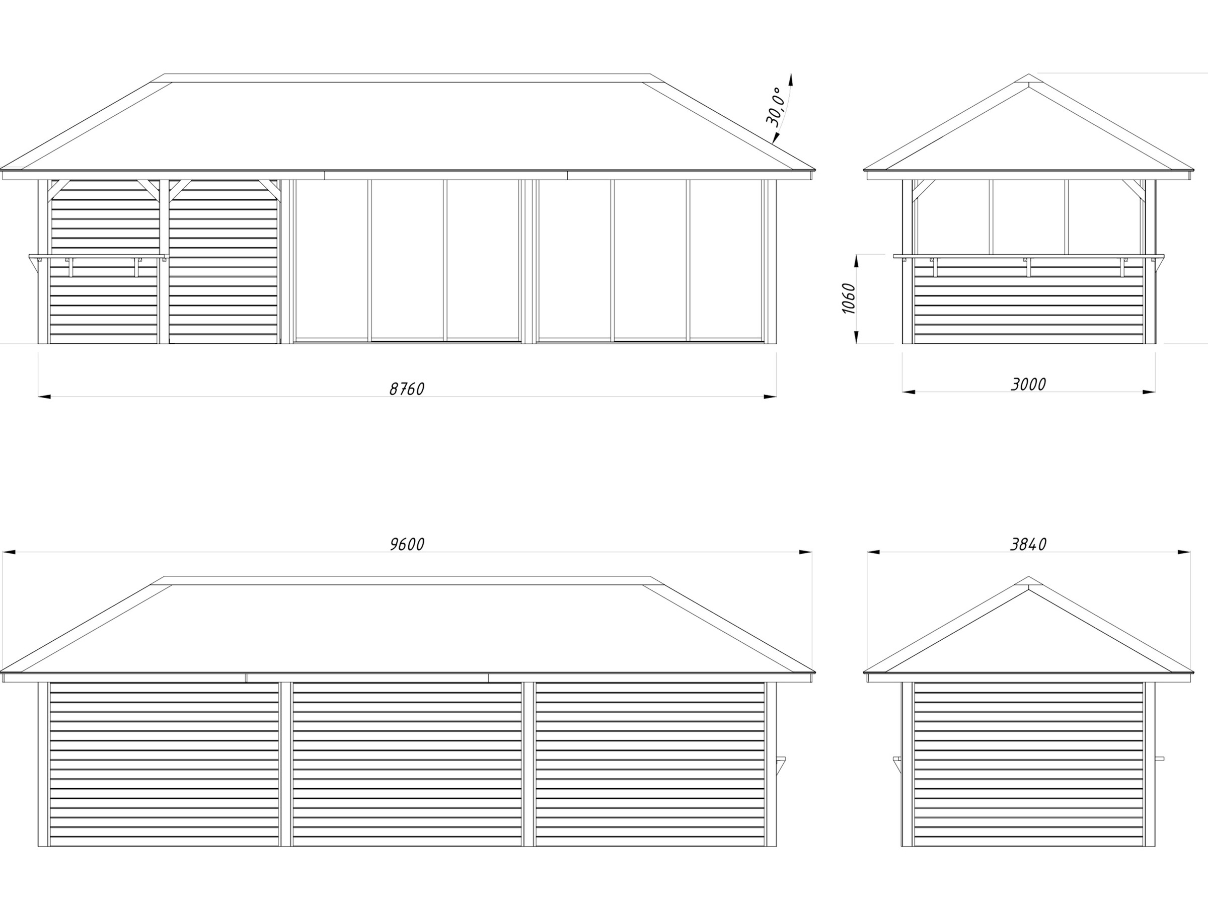 Palmako Gartenhaus »Bianca 24,9 m², Set 219 Slide«
