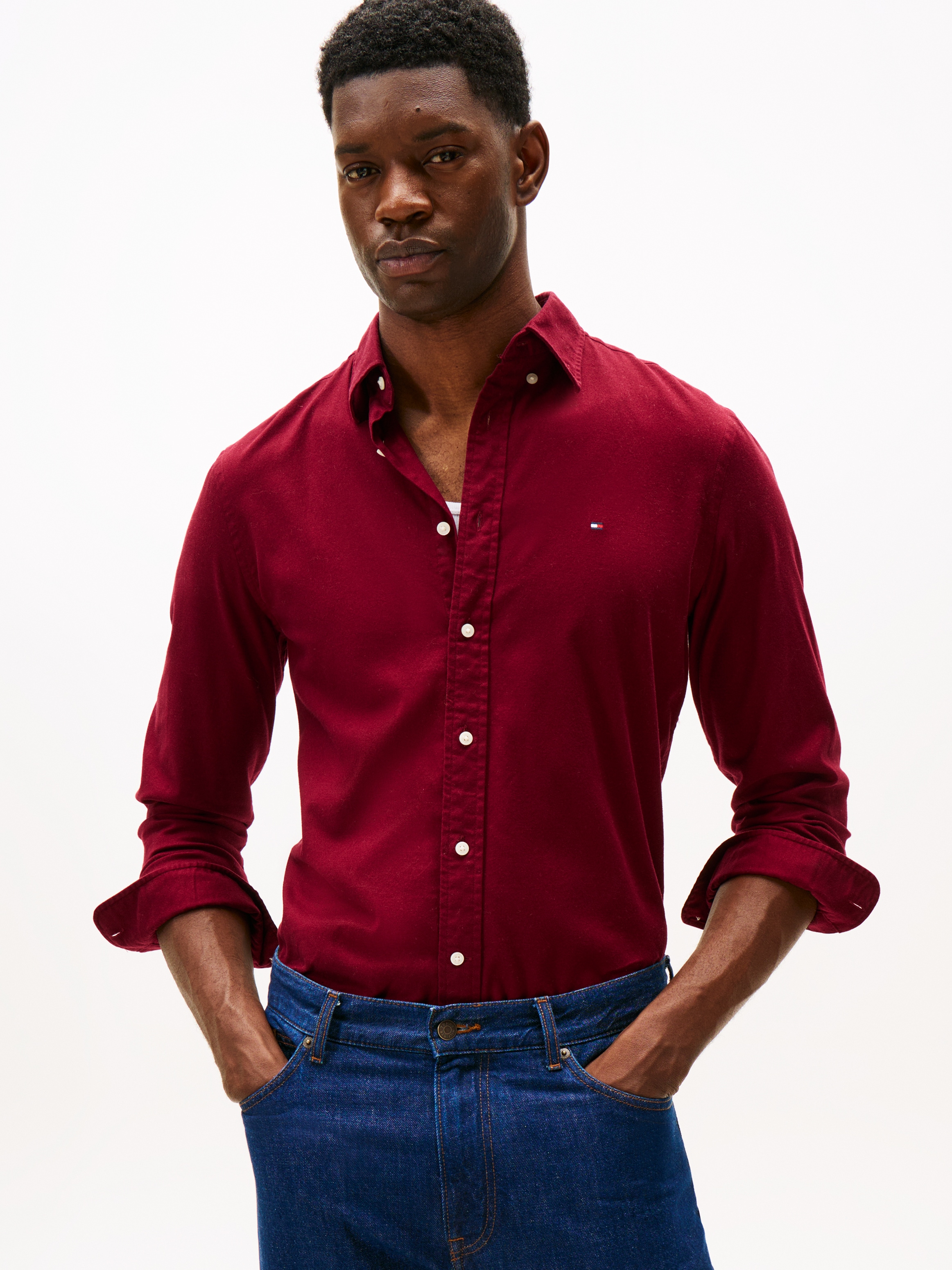Tommy Hilfiger Langarmhemd "FLEX FLANNEL SOLID SHIRT", Regular fit günstig online kaufen
