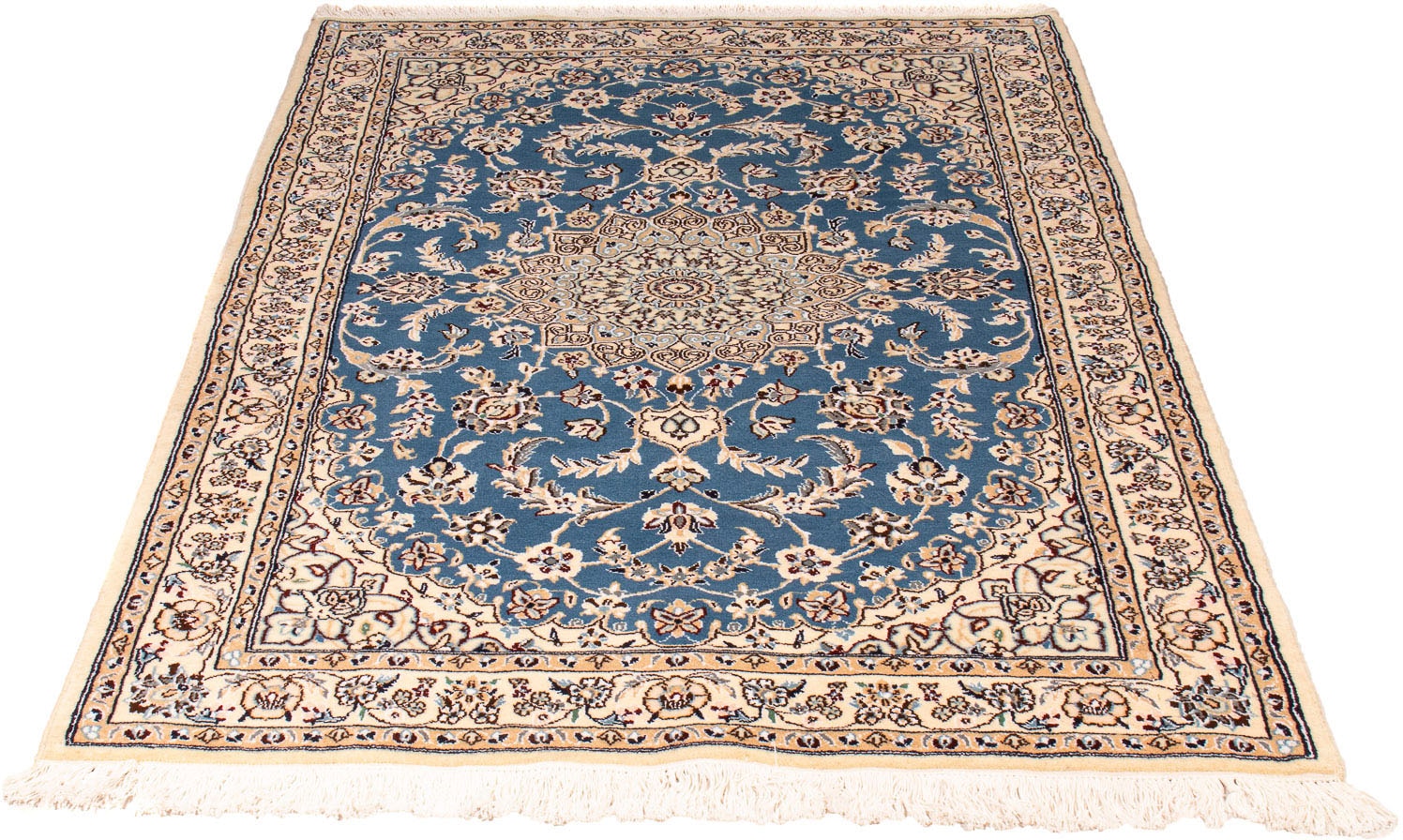 morgenland Orientteppich "Perser - Nain - Royal - 151 x 106 cm - dunkelblau", rechteckig, 10 mm Höhe, Wohnzimmer, Handge