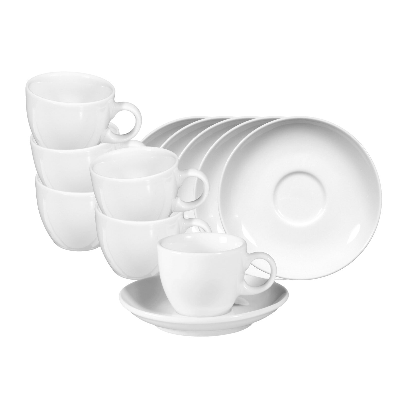 SELTMANN WEIDEN Espressotasse "Espressotassen mit Untertassen VIP. 90 ml 6er Set weiß", Ø 12cm x 7cm, 90ml, 12, weiß, Trinkgefäße, Spülmaschinenfest,