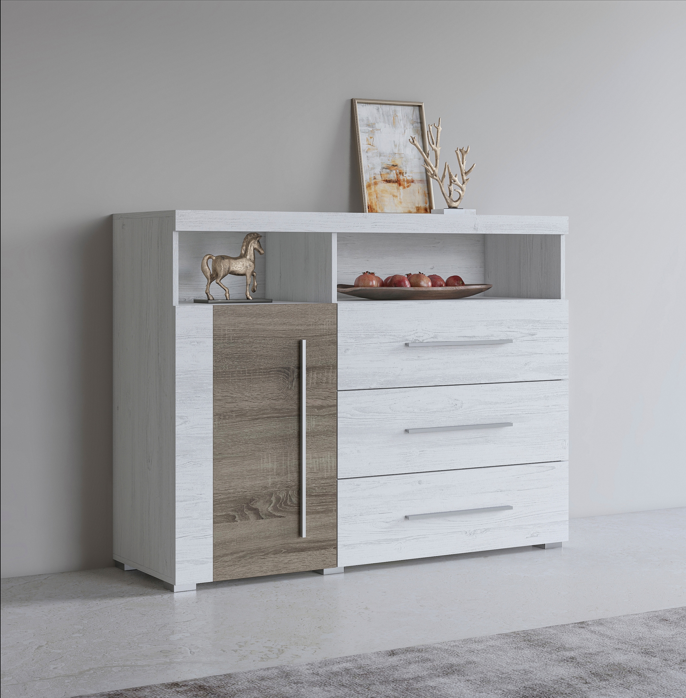 INOSIGN Sideboard "Roger,Breite 120cm, moderne Anrichte mit 3 Schubladen", Kommode mit viel Stauraum, Masse 120x92x38,5 