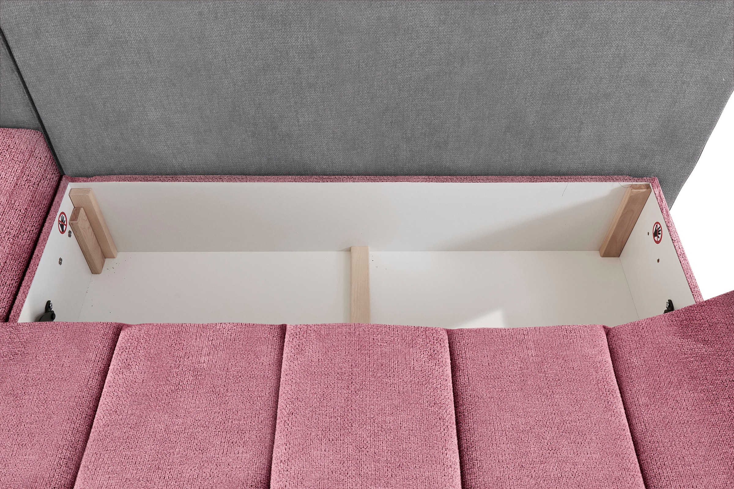 INOSIGN Ecksofa »Imola, elegant und modern, aktuelle Steppung im Sitz, bequem, L-Form«, frei im Raum stellbar, wahlweise mit Bettfunktion und Bettkasten
