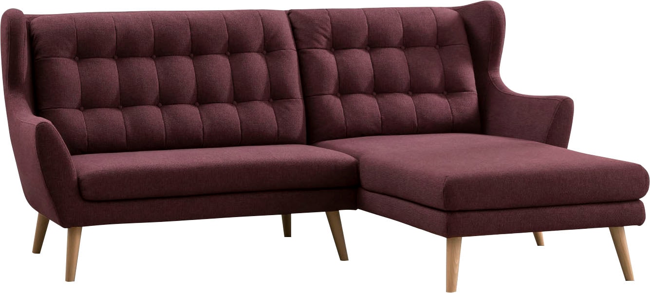 Leonique Kampinė sofa »Louanne L-Form« su medinės kojos