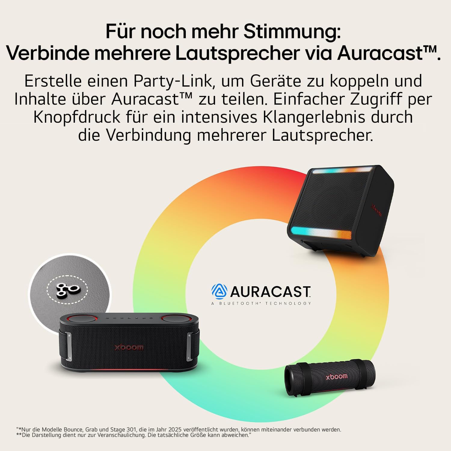 LG Bluetooth-Speaker »xboom GRAB« 1.1 (Bluetooth Apple Siri | Beleuchtungseffekte | EQ Modi | Extra Bass | Google Assistant | Lautstärkeanpassung | Multipoint Anbindung | Wireless Party Connect 30 W)