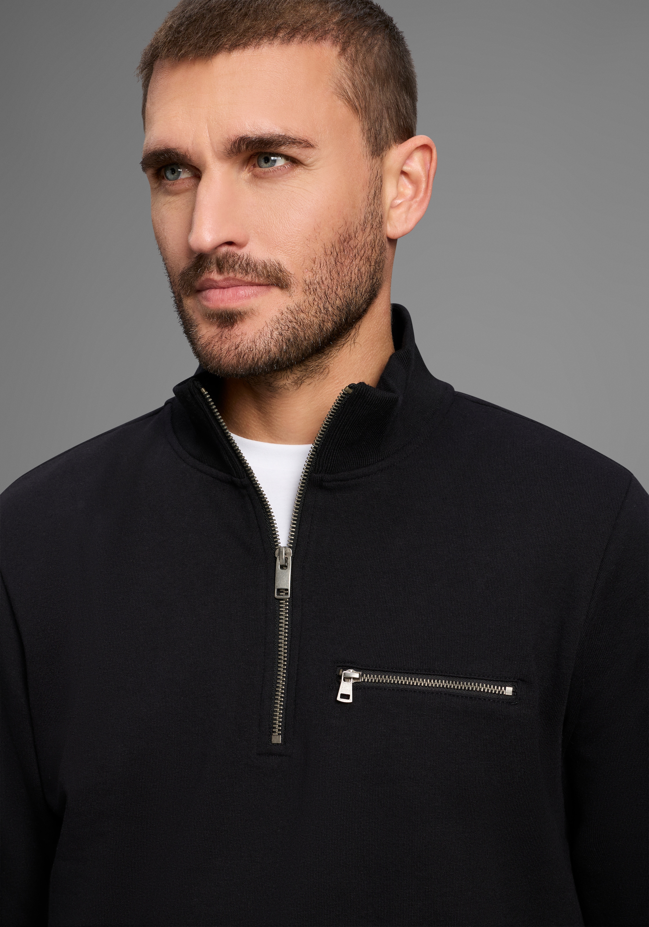 Bruno Banani Sweatshirt, mit Troyer Kragen