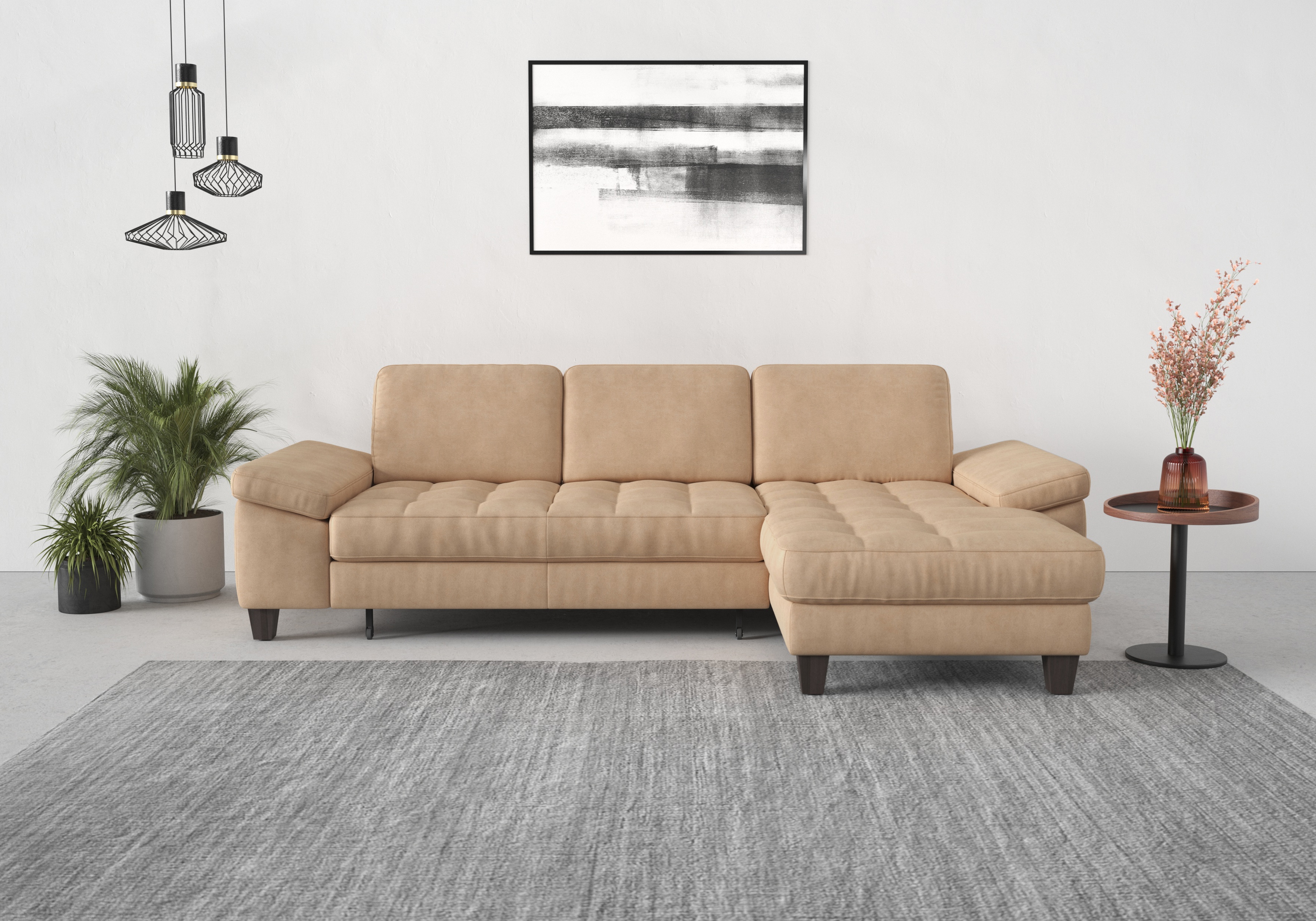 sit&more Ecksofa "Westham L-Form" Recamiere, mit oder ohne Schlaffunktion, Bettkasten, Füße wengefarben