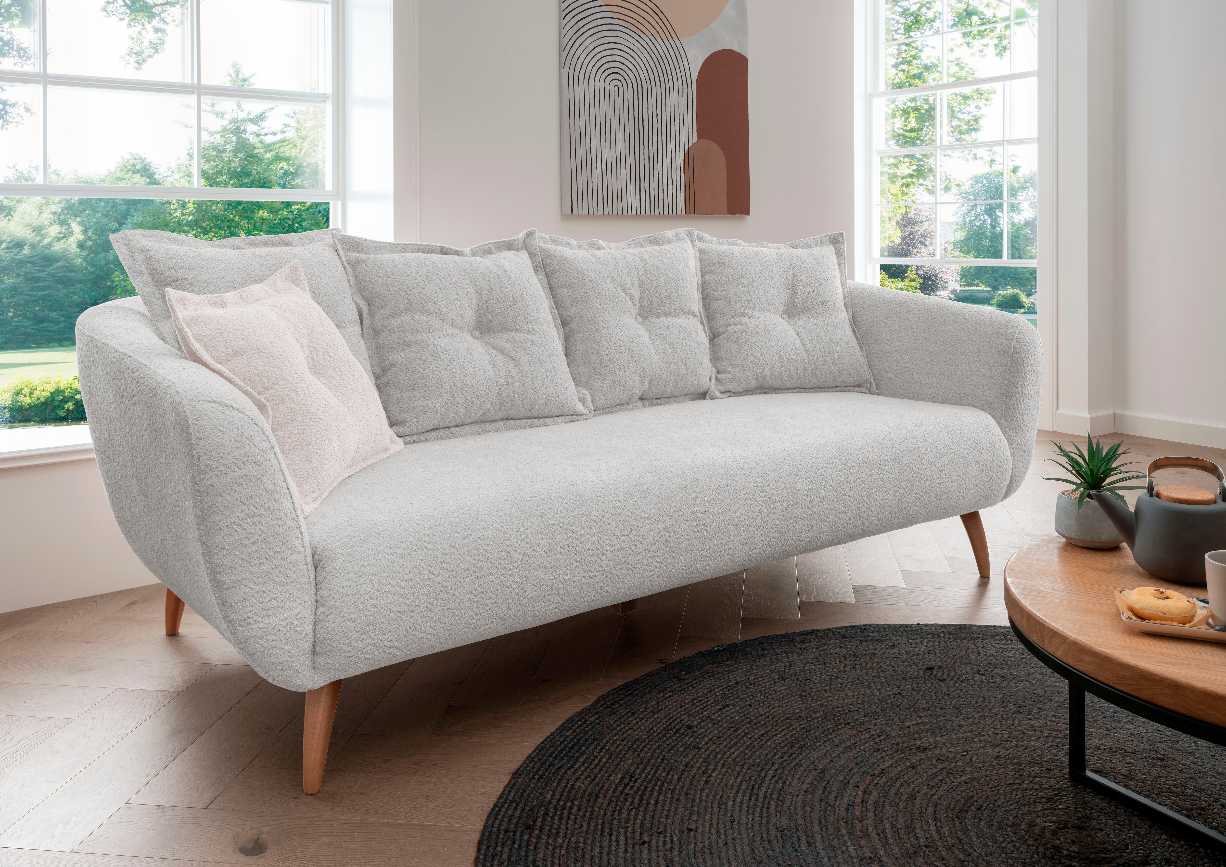 Home affaire 3-Sitzer "Baggio modern und romantisches Design, bequem" Zierkissen inklusive