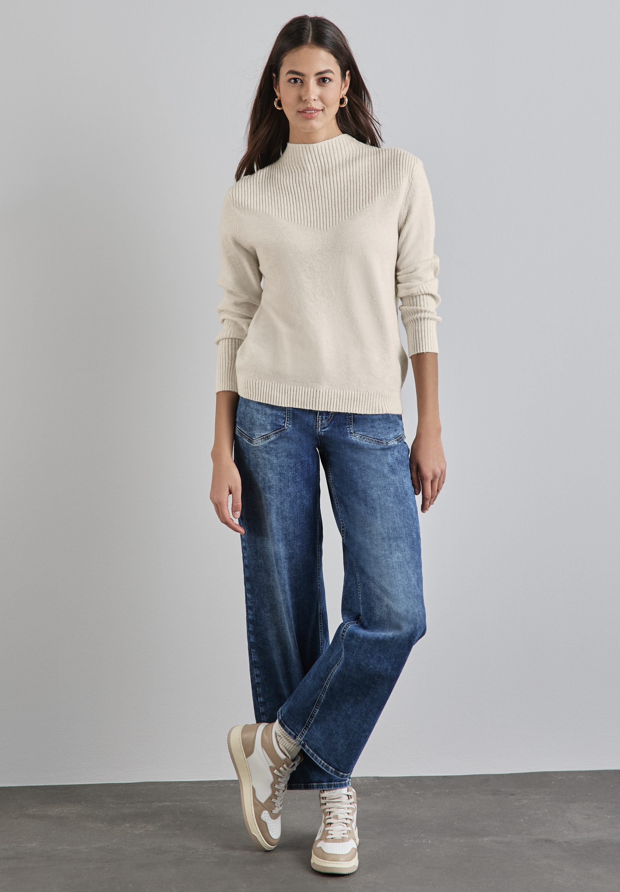 STREET ONE Strickpullover, mit Stehkragen