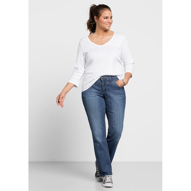 Sheego Stretch-Jeans »Große Größen«, »Die Gerade« mit Used-Effekten online  kaufen | BAUR