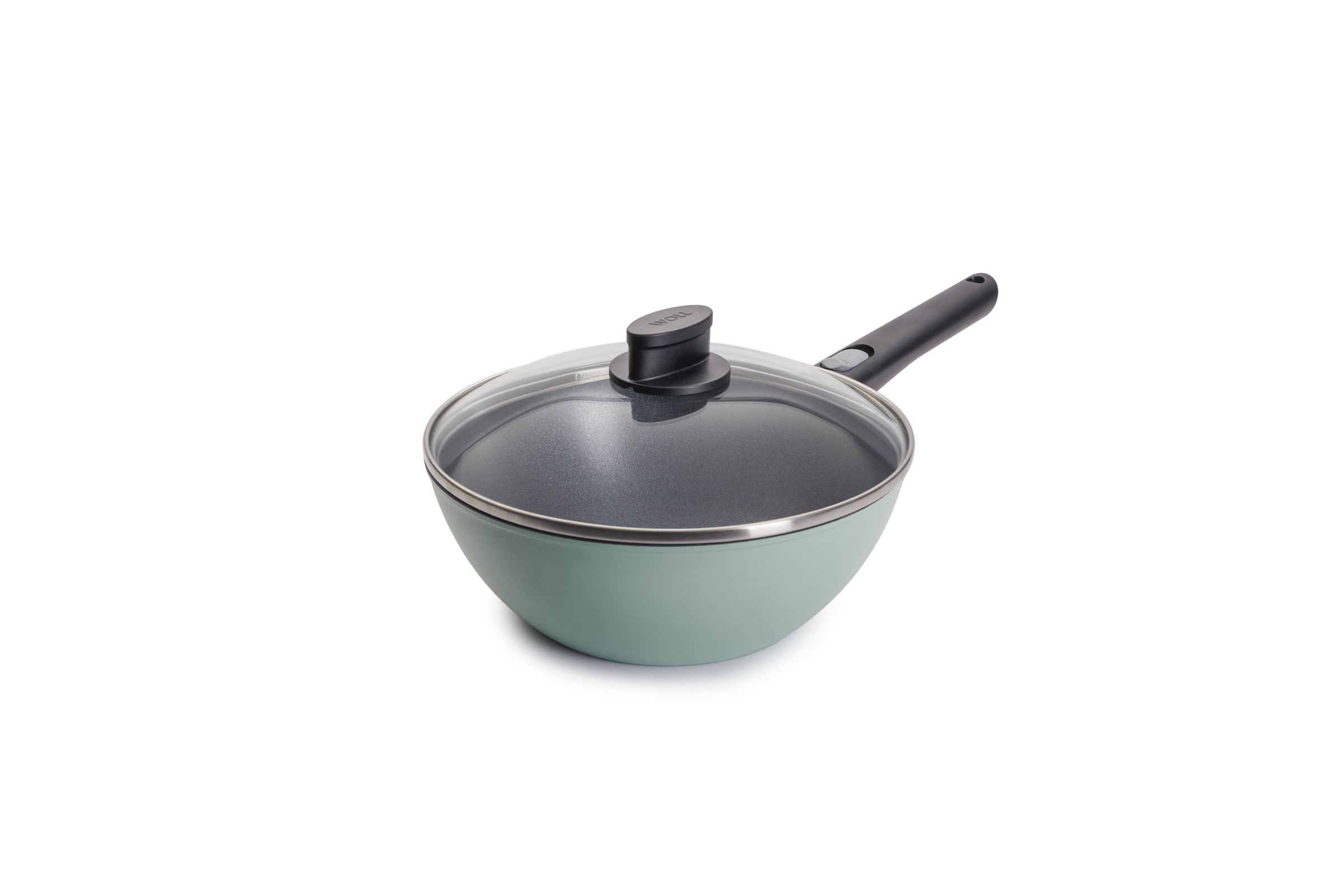 WOLL Wok "MADE IN GERMANY - Ecolour Ø 24 cm inkl. Deckel" Aluminiumguss Set, 2 tlg. abnehmbarer Stiel