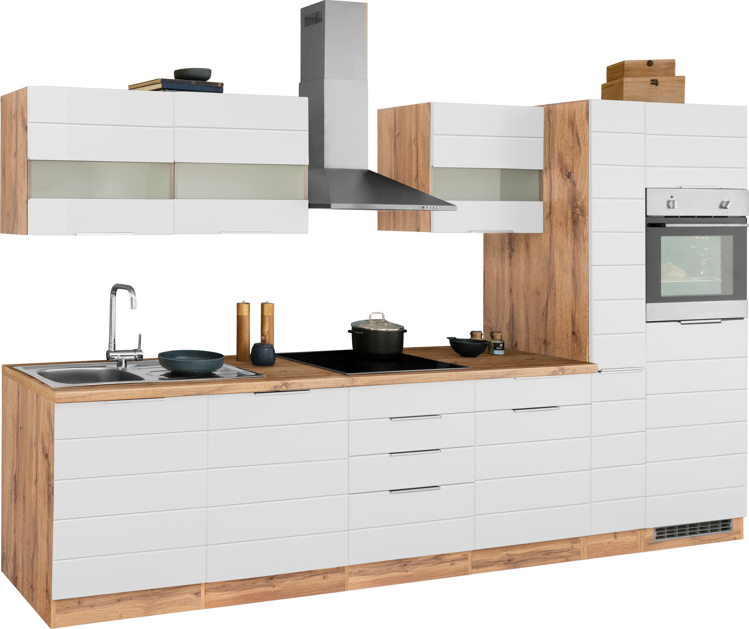 Thumbnail - KOCHSTATION Küchenzeile "KS-Luhe", 330 cm breit, wahlweise mit oder ohne E-Geräten, gefräste MDF-Fronten