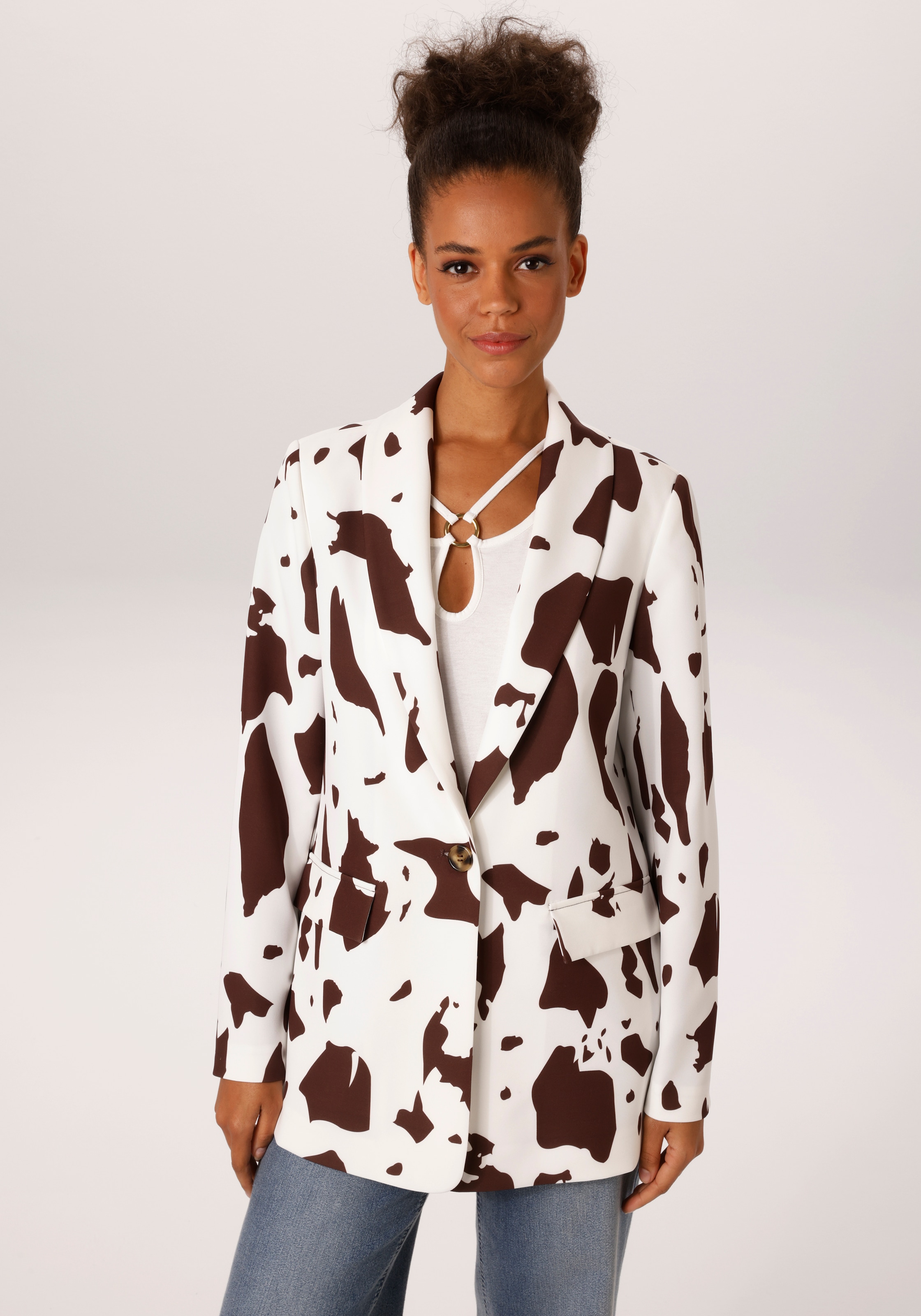 Aniston CASUAL Longblazer mit topaktuellen Kuh-Flecken -jedes Teil ein Unik günstig online kaufen