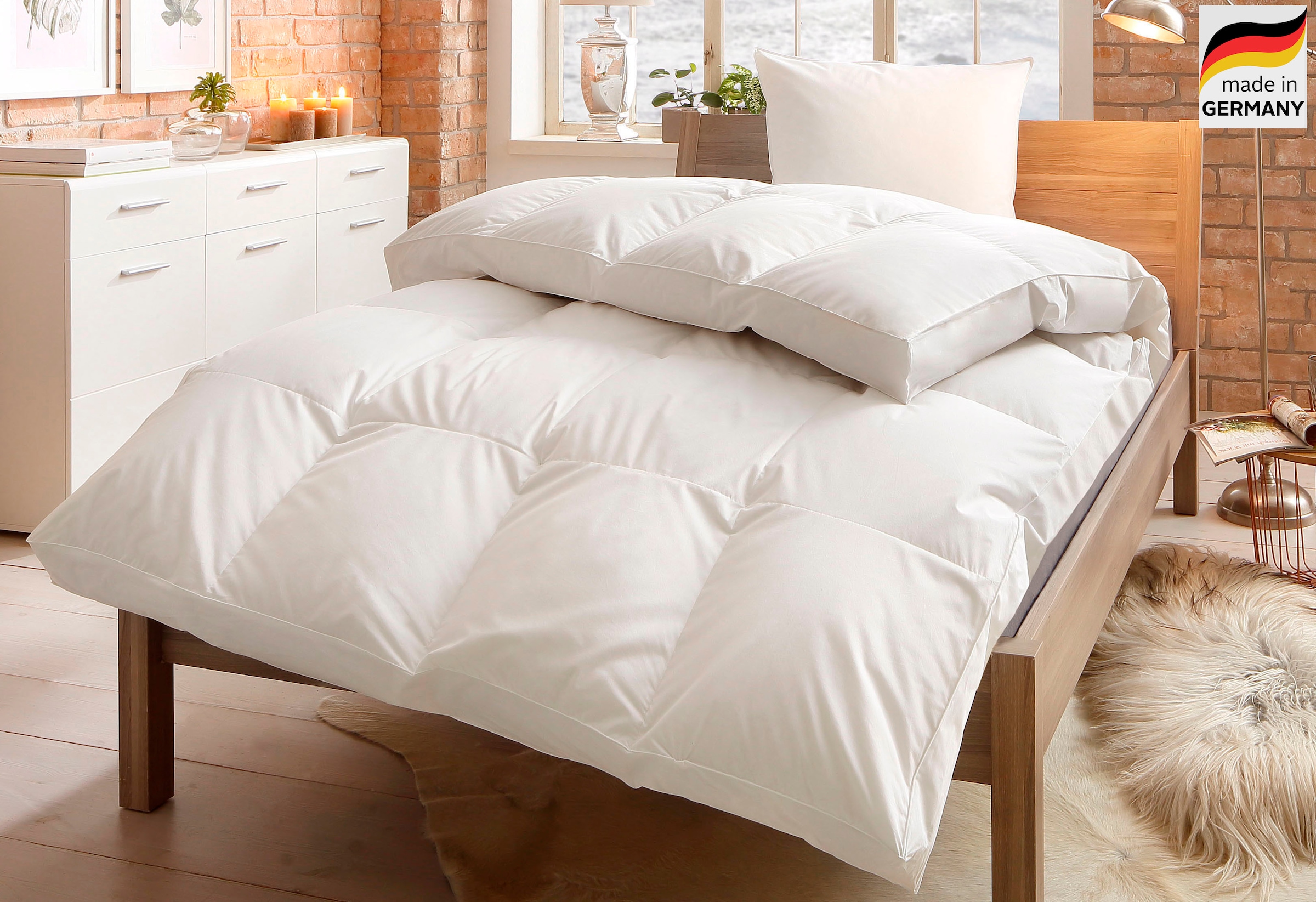 OTTO home "Köniz, Bettdecke 135x200&155x220 cm mit 80x80 cm Kissen Made in Green" 2-tlg., Set mit Kissen, allergiker geeignet (Hausstauballergiker)