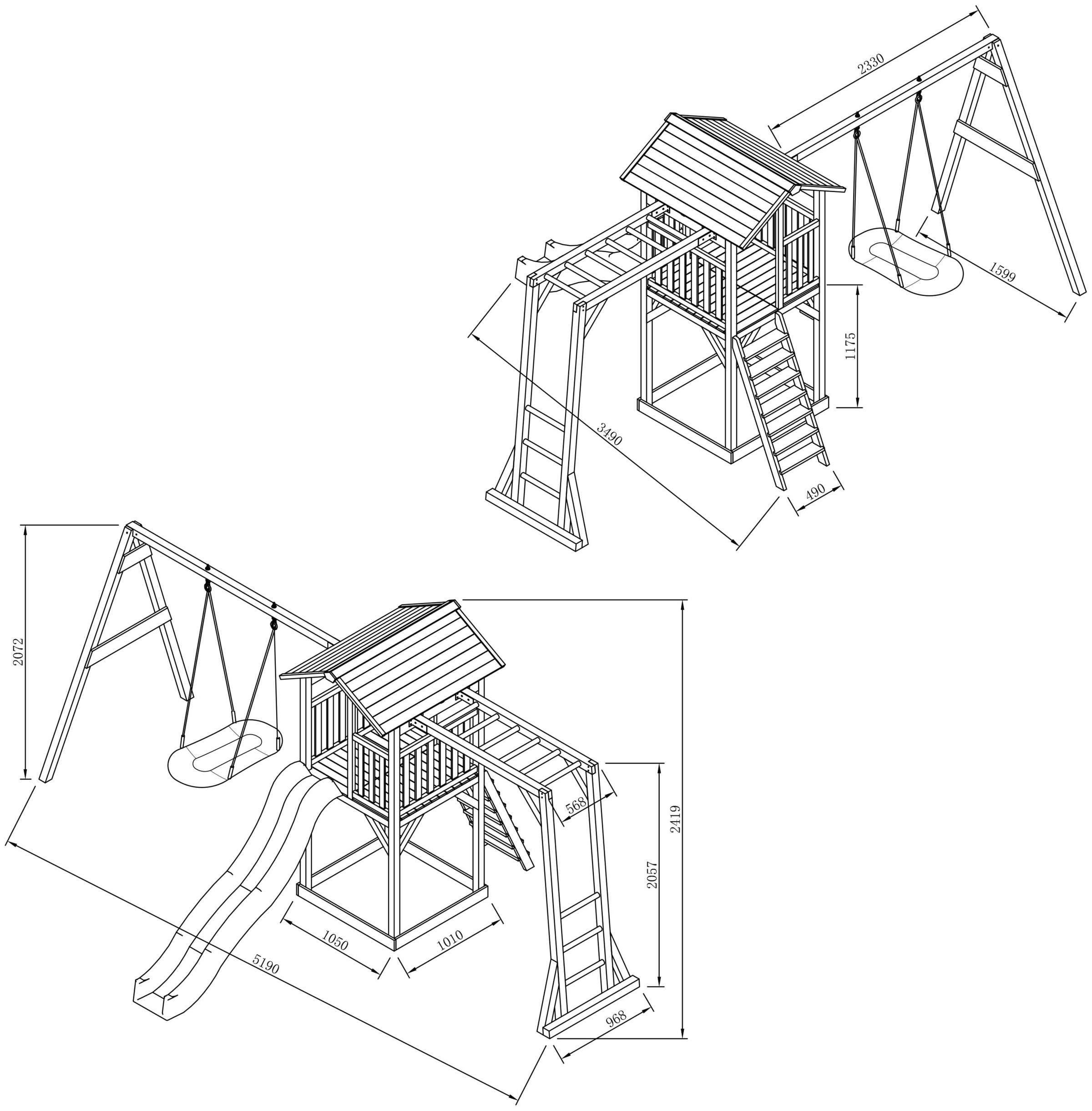 AXI Spielturm »Beach Tower«, mit Klettergerüst, Roxy Nestschaukel und Rutsche