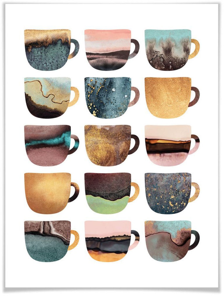 Wall-Art Poster »Kaffeetassen Natur«, Geschirr & Besteck, (1 St.) bestellen  | BAUR