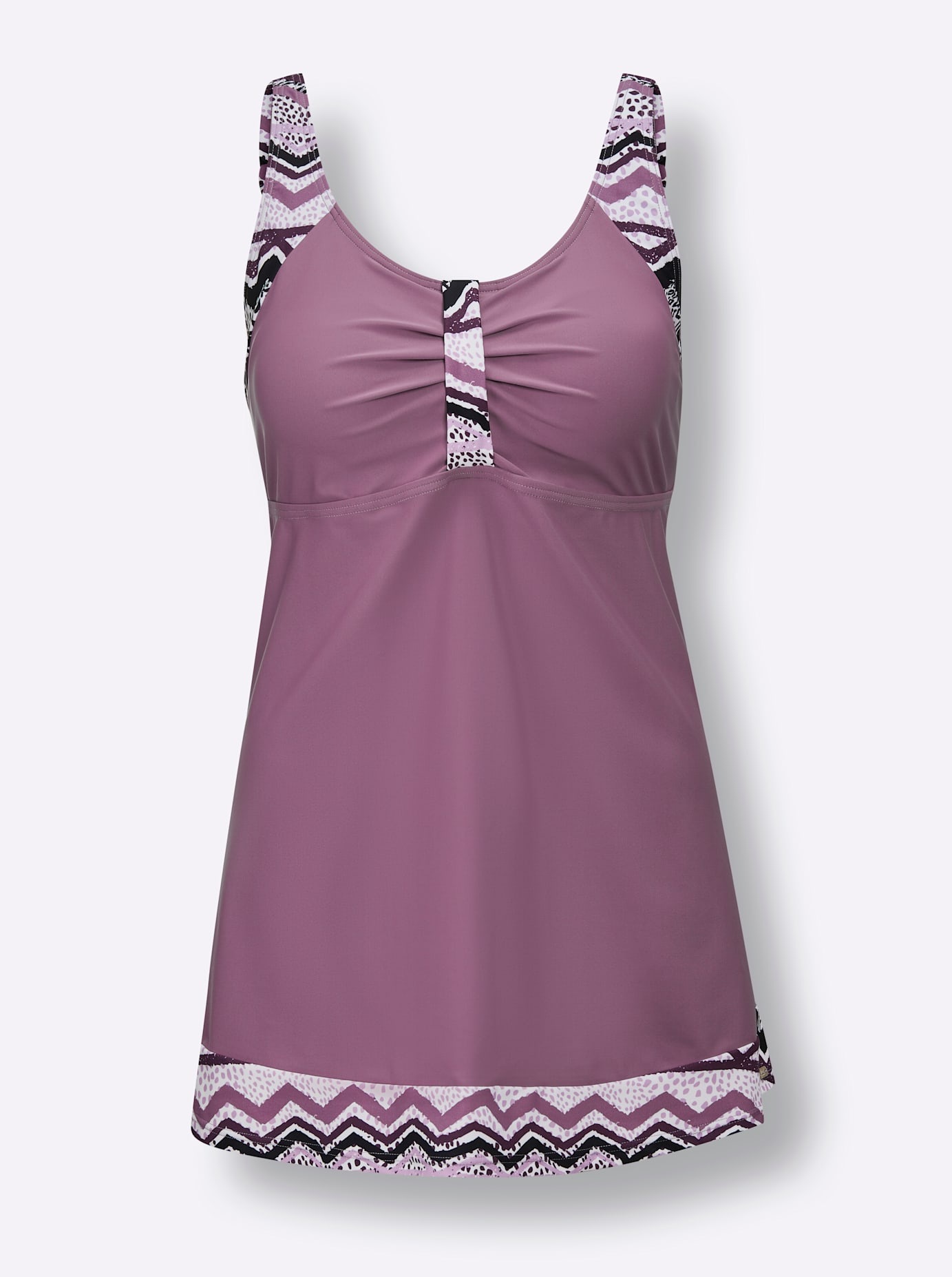 Tankini-Top FEEL GOOD, Damen, Gr. 46, Cup C, lila (violett, schwarz, bedruckt), Elasthan, Polyamid, Bikini-Oberteile 3
