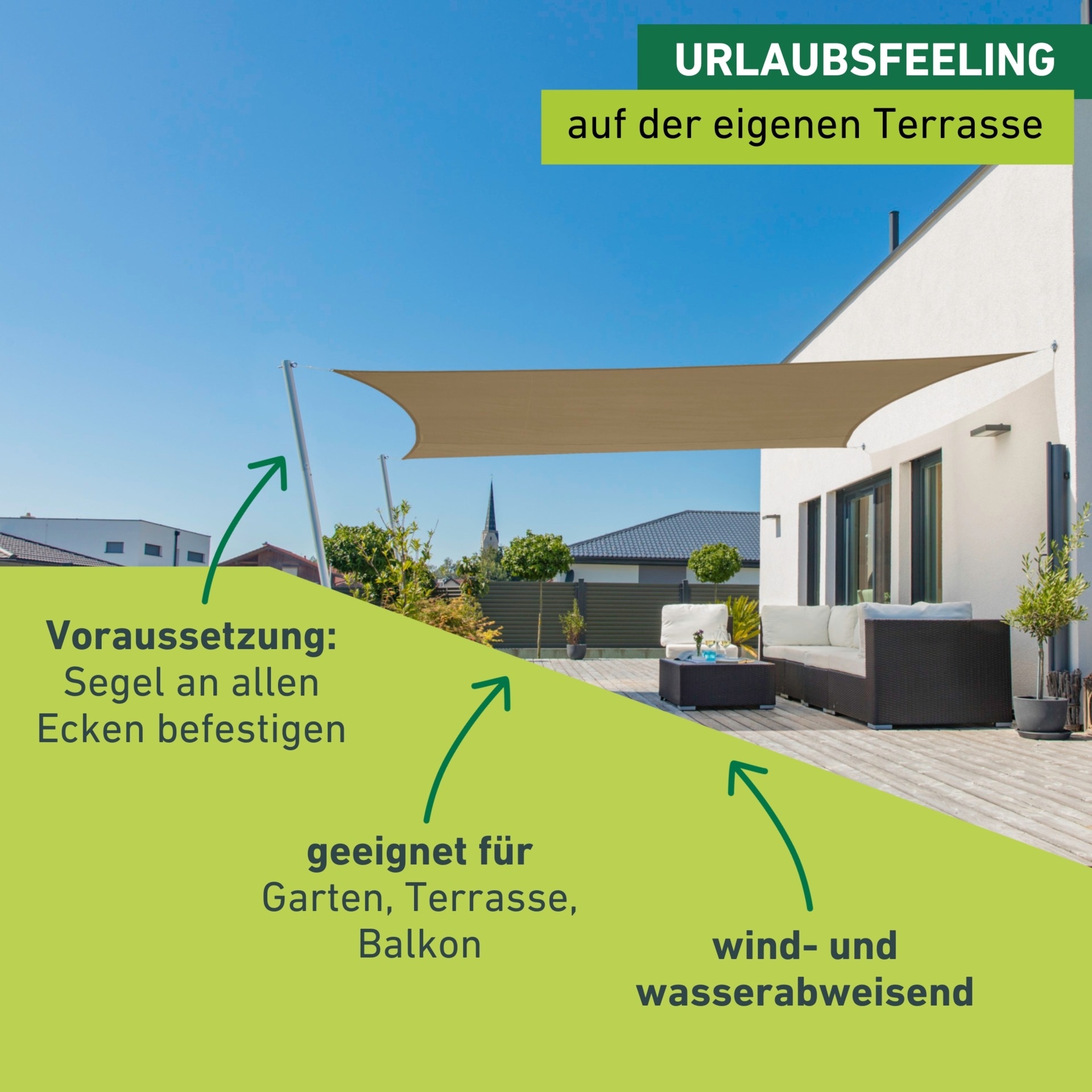 Windhager Sonnensegel »Cannes, Rechteckiges Segel zur Beschattung von Terrasse, Balkon« Sonnenschutz 3 x 4 m, erhältlich in anthrazit, grau, taupe oder weiß