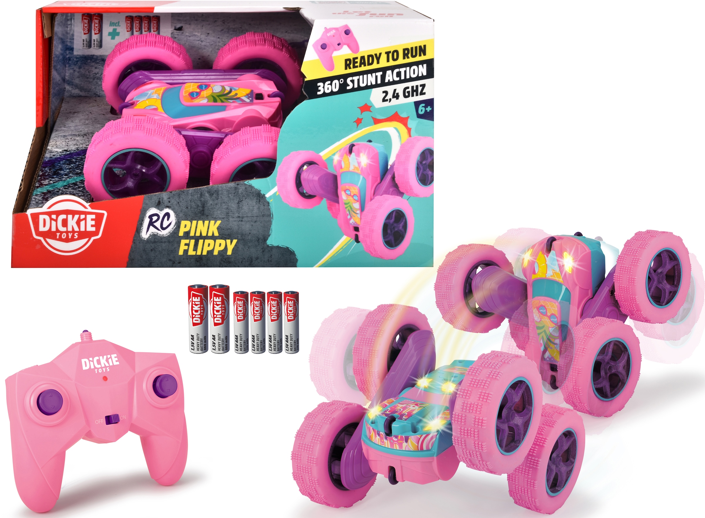 RC-Monstertruck »Pink Flippy; 2,4 GHz«, mit Licht, Rotations- und Flip-Funktion