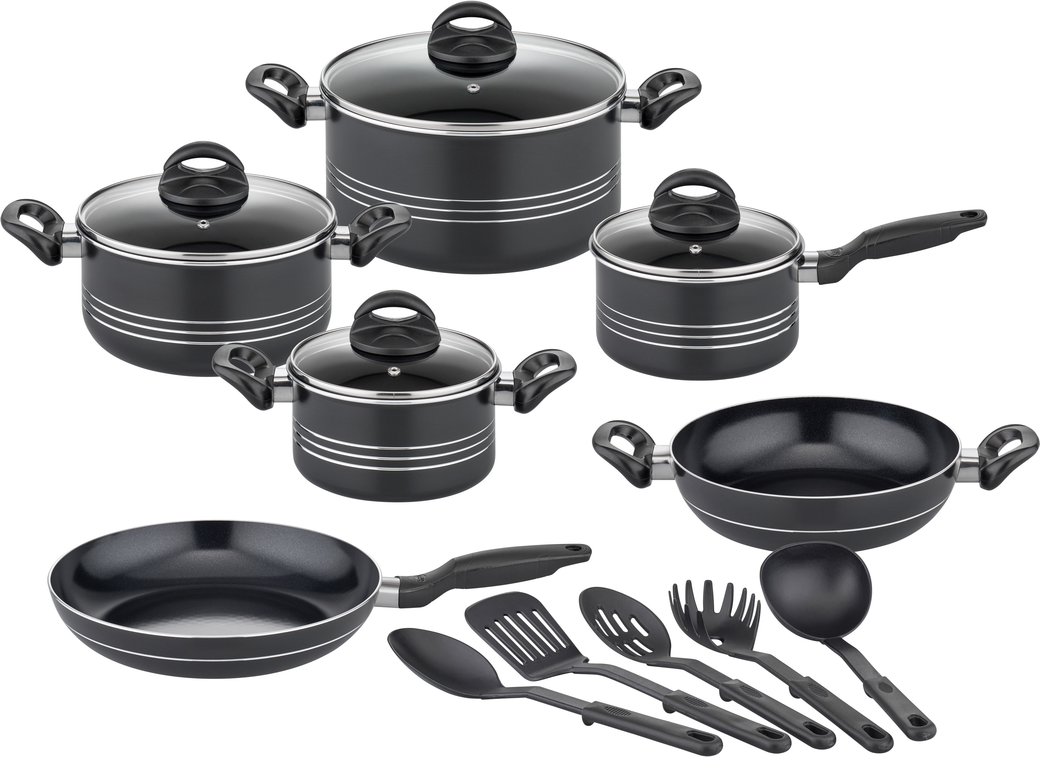Topf-Set »Milano Nero«, Aluminium, (Set, 15 tlg.), Induktion, inkl. 5-teiliges...
