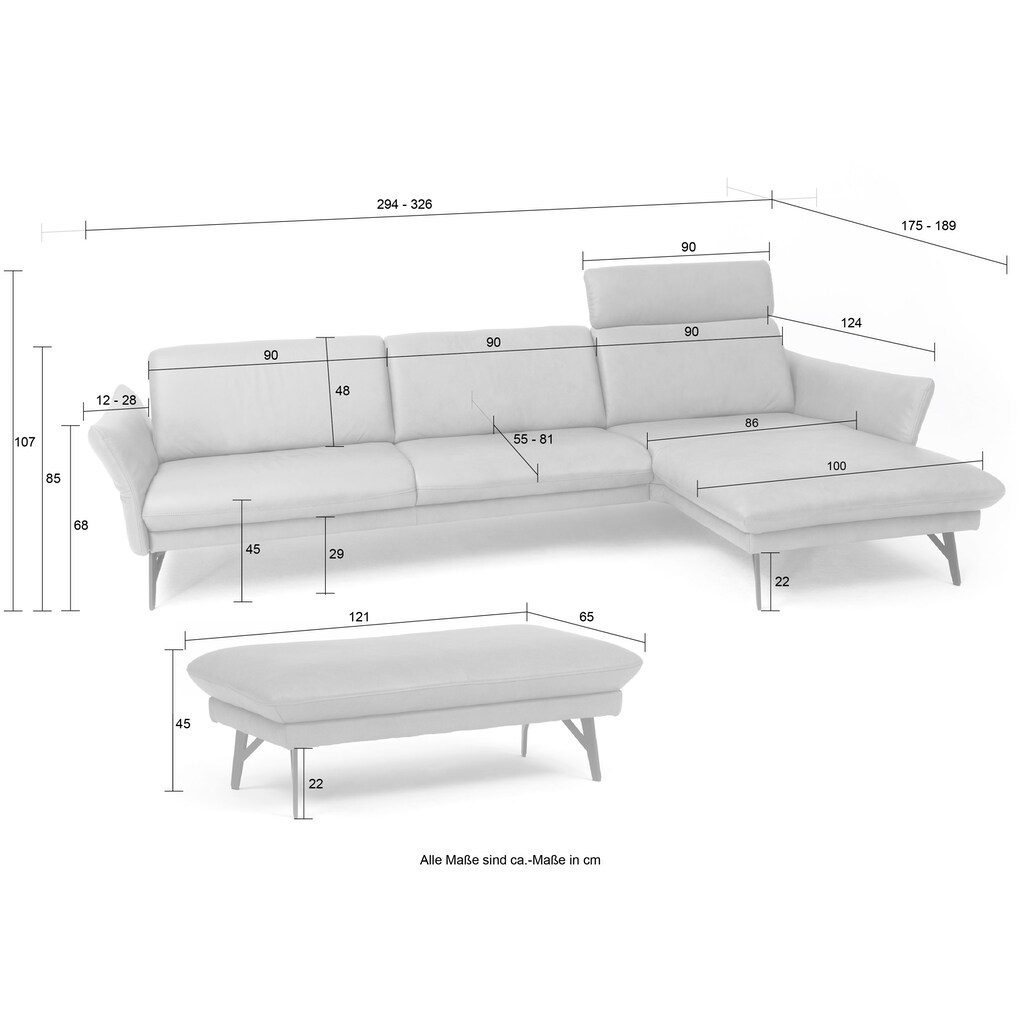 himolla Ecksofa »1928«, (Sofa mit oder ohne Hocker auswählen!)