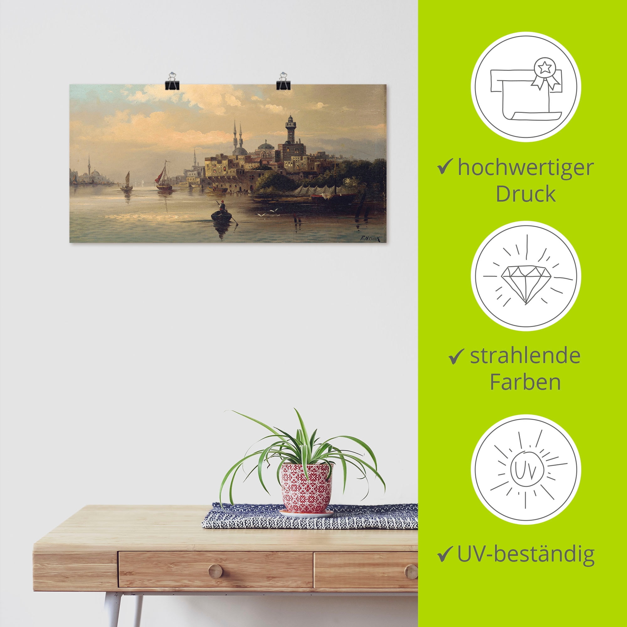 Artland Wandbild »Kauffahrtsschiffe auf Bosporus, Istanbul« Gewässer 1 Stk. tlg. als Leinwandbild, Poster in verschied. Größen