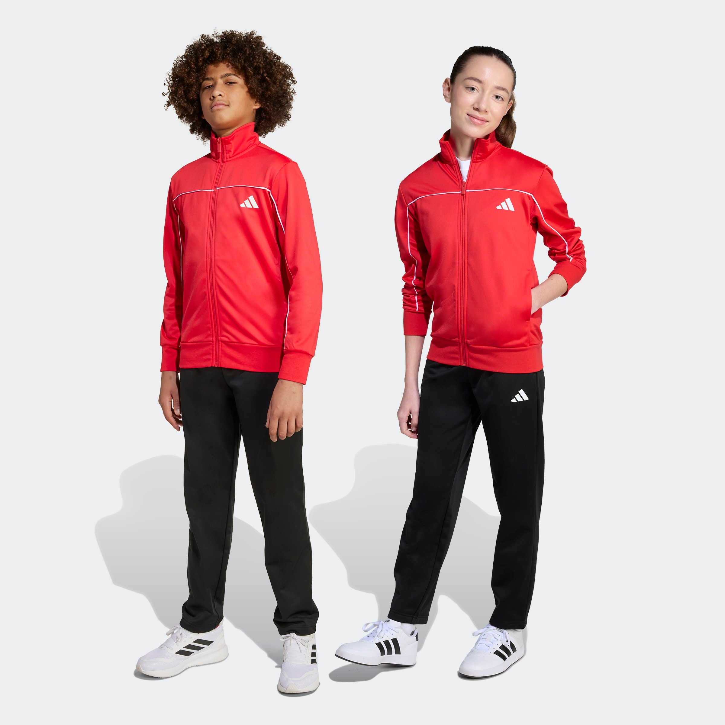 Jungen Trainingsanzug "J CP TR TS", rot, Gr. 140, ADIDAS SPORTSWEAR, Obermaterial: 100% Polyester, Sportanzüge, für Kinder und Teens, zweiteiliges