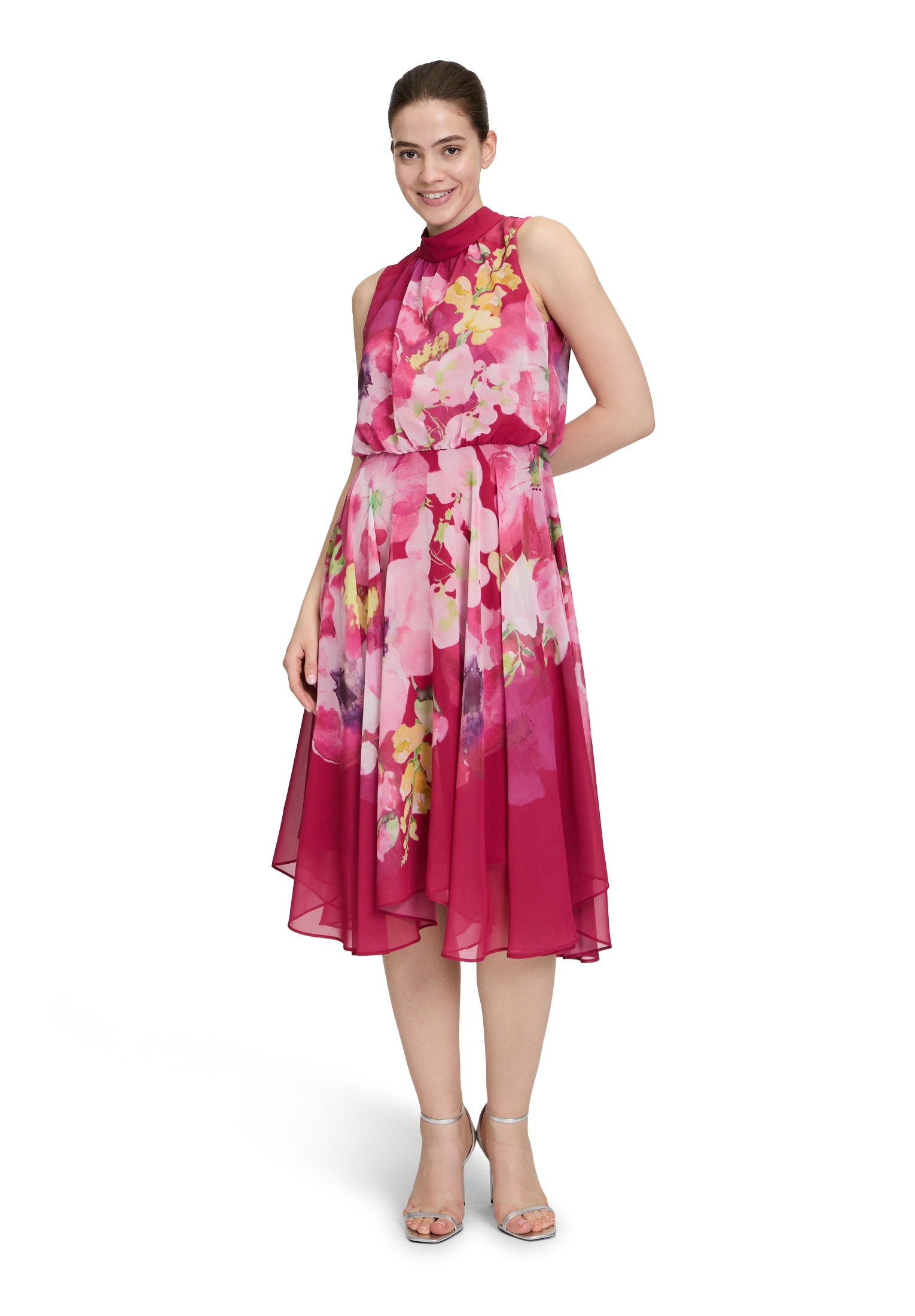 Vera Mont Chiffonkleid "Damen ohne Arm" Ohne Tasche Bindegürtel günstig online kaufen