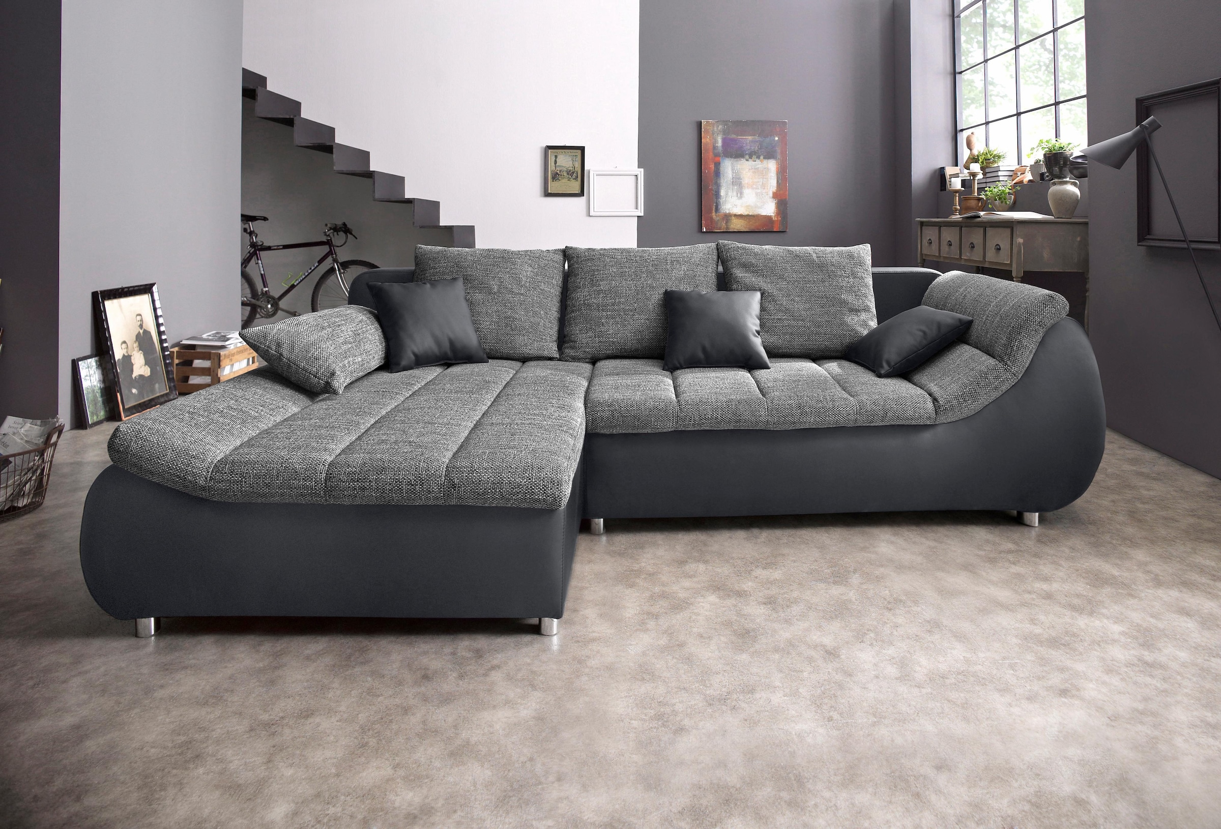 INOSIGN Ecksofa "Imola elegant und bequem, aktuelle Steppung im Sitz, L-For günstig online kaufen