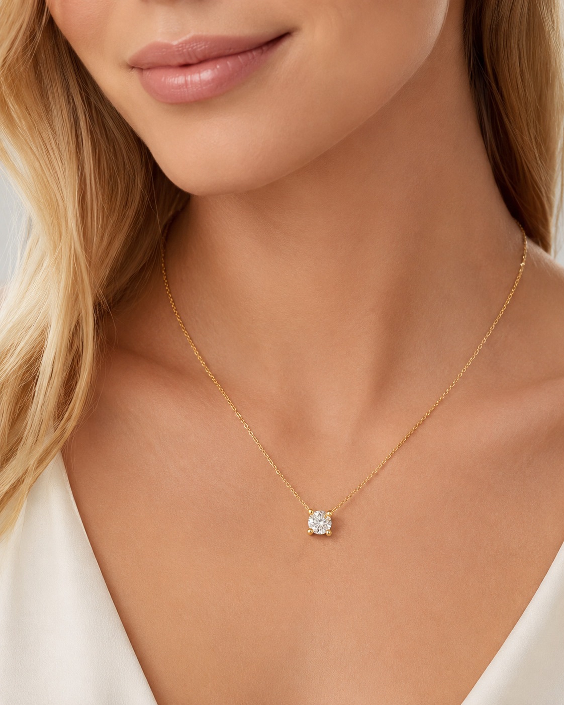 ONE ELEMENT Kette mit Anhänger »Collier Halskette aus 585 Gold - 45 cm« mit 1 Lab Grown Diamant / Labordiamant 0,5 ct
