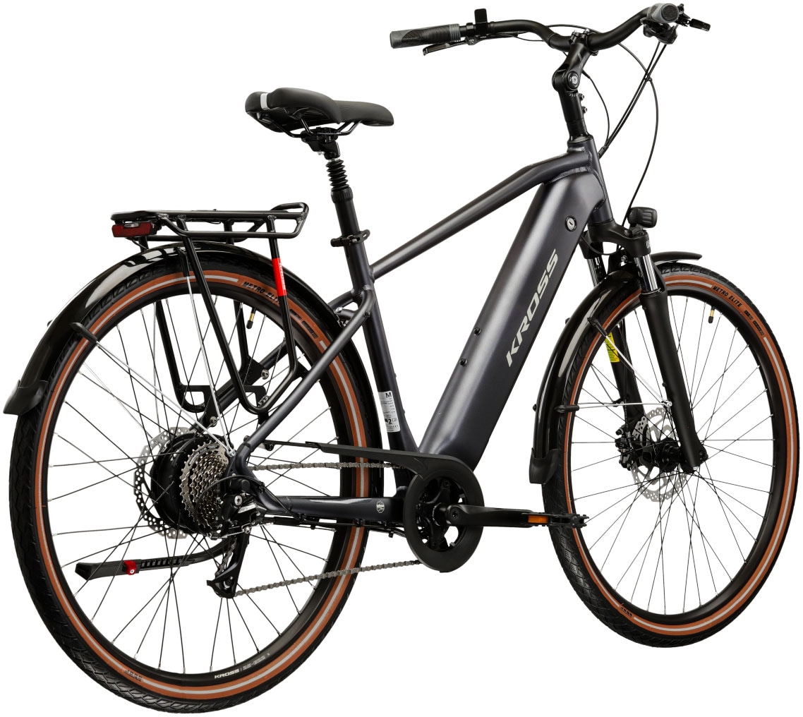 Kross E-Bike »E-Trekkingbike Herren Trans Hybrid 1.0 28" graphitgrau 8 Gänge«, 8 Gang, Shimano, ACERA M3020, Heckmotor 250 W
