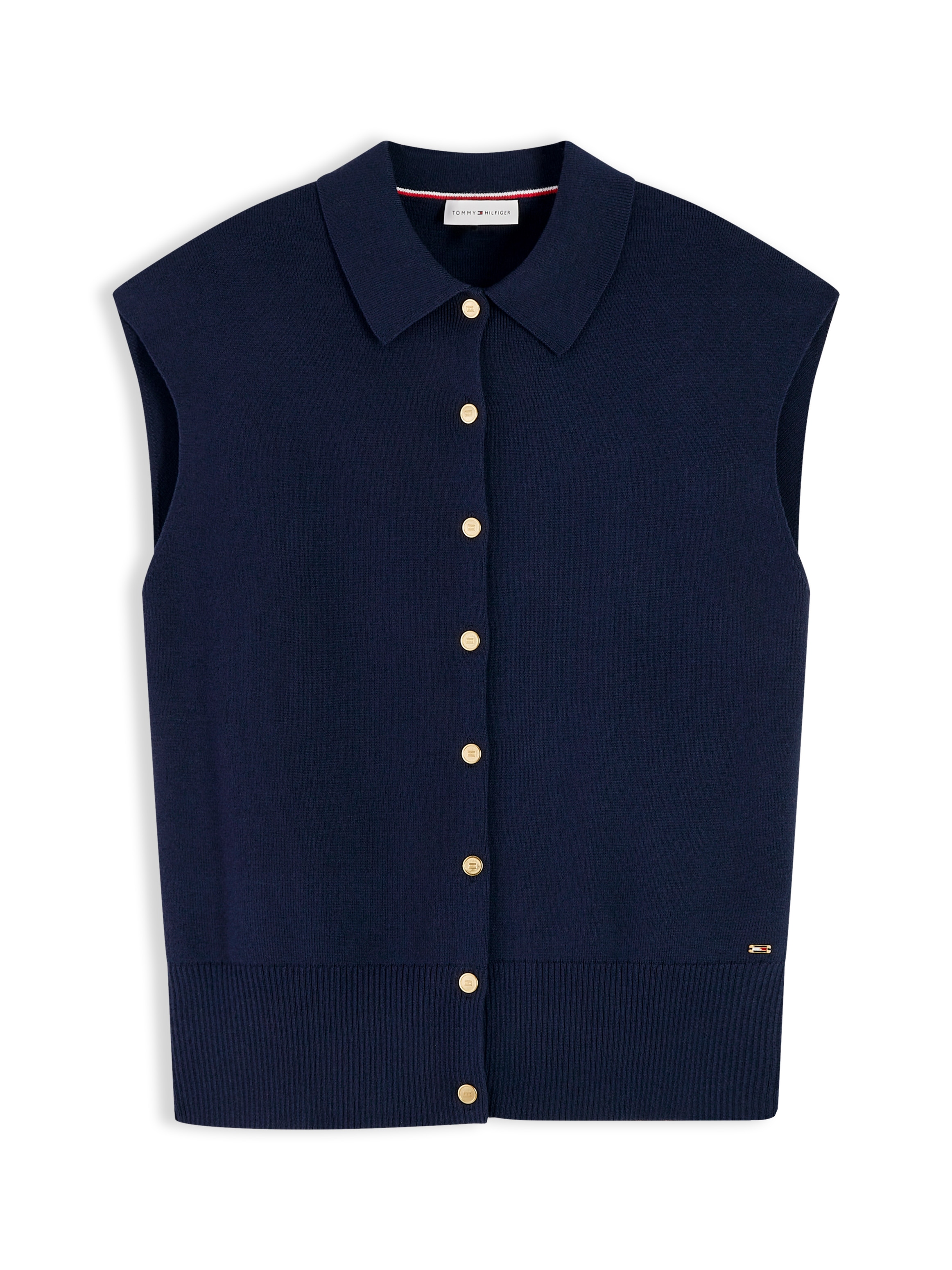 Tommy Hilfiger Strickweste »COTTON FULL NEEDLE POLO VEST« Baumwollmischung