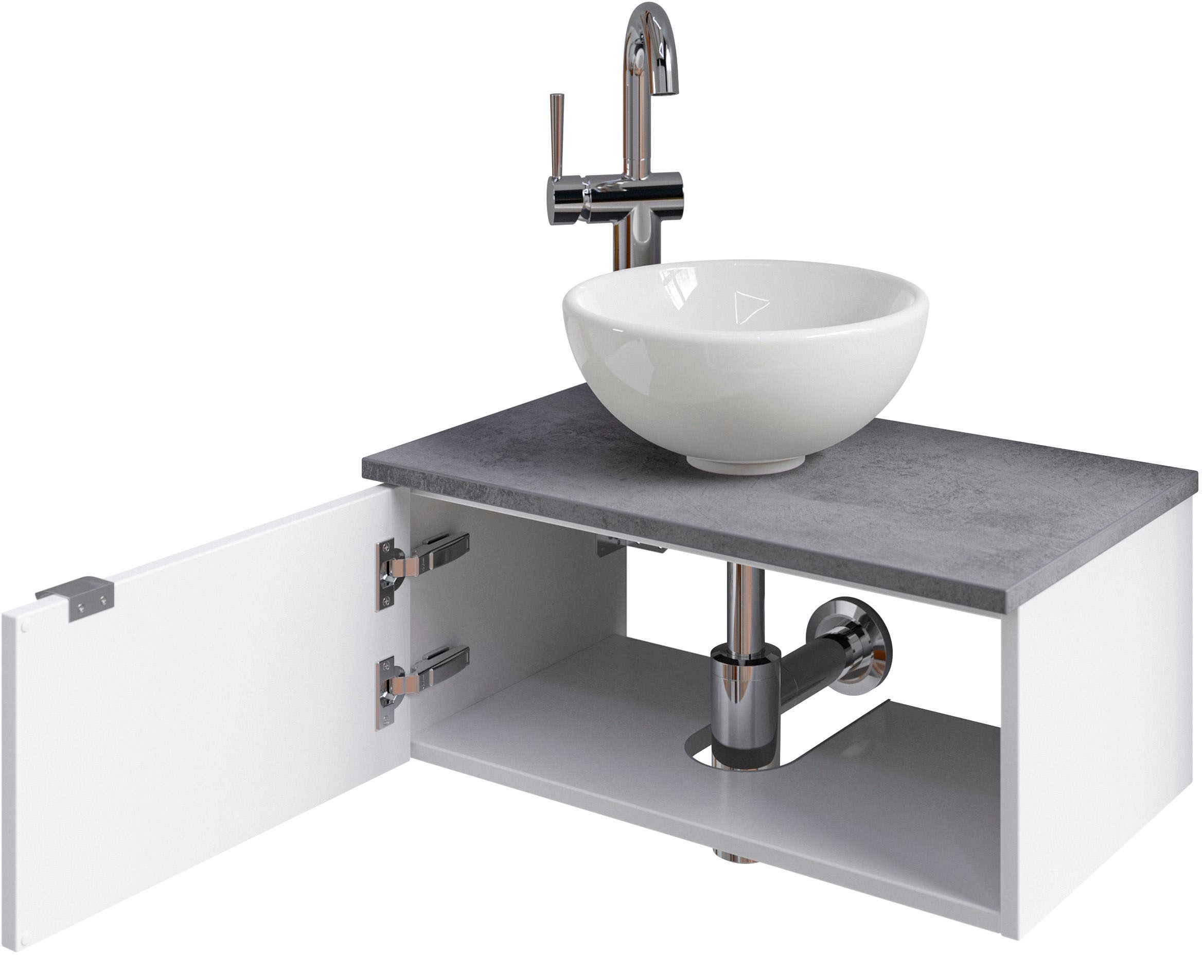 Saphir Badmöbel-Set »Serie 6915«, (4 St.), Gäste-Bad, 61 cm breit, mit LED-Spiegel, offenem Fach und 1 Tür