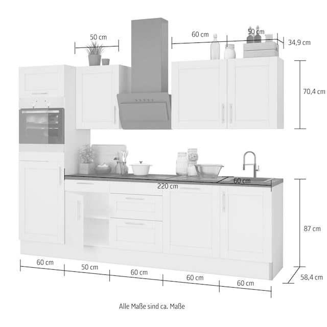 OPTIFIT Küche »Ahus«, Breite 280 cm,wahlw. mit E-Geräten,Soft Close  Funktion,MDF Fronten | BAUR