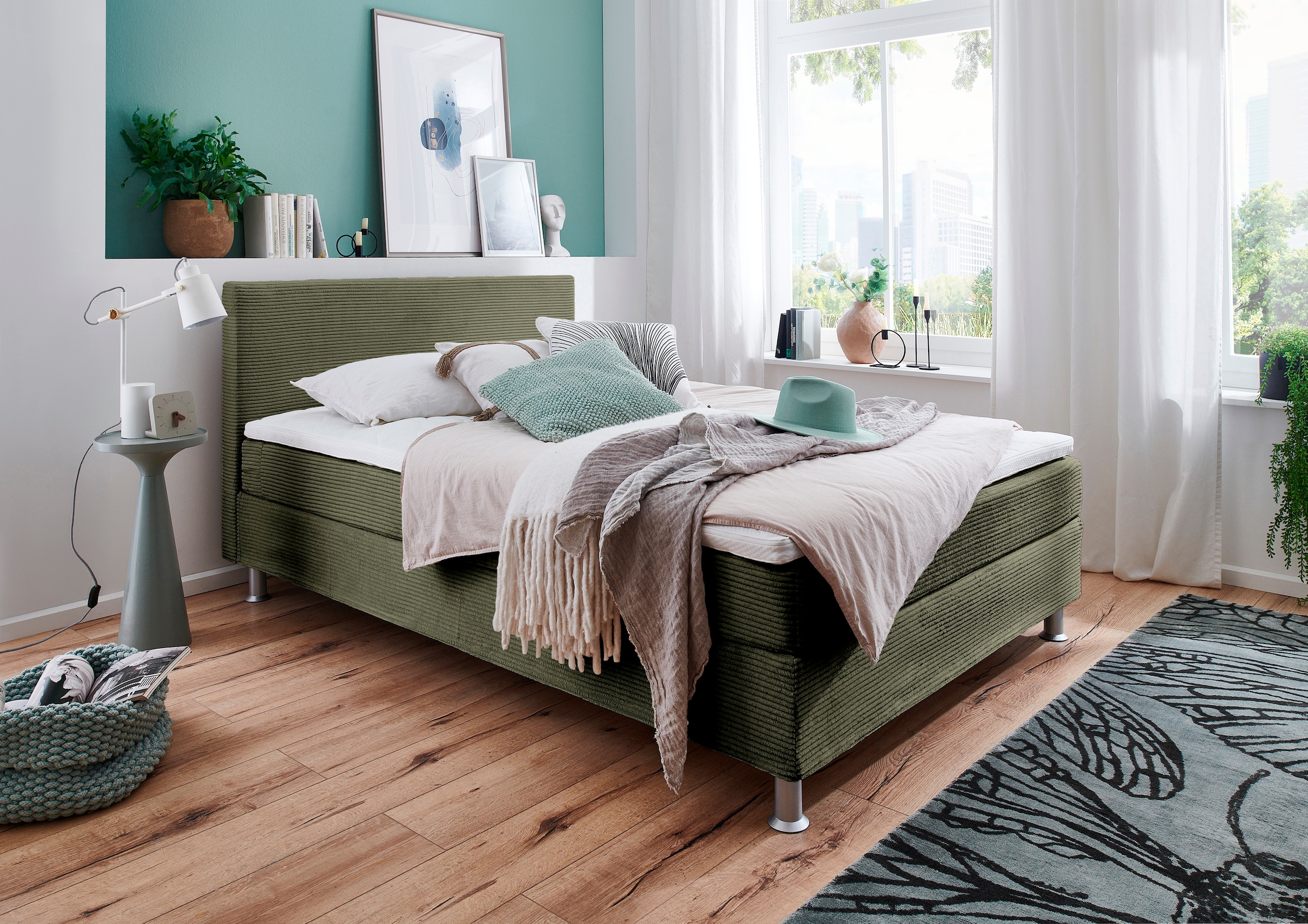 ATLANTIC home collection Boxbett "Edison", inkl. Bonnellfederkern-Matratze und Topper