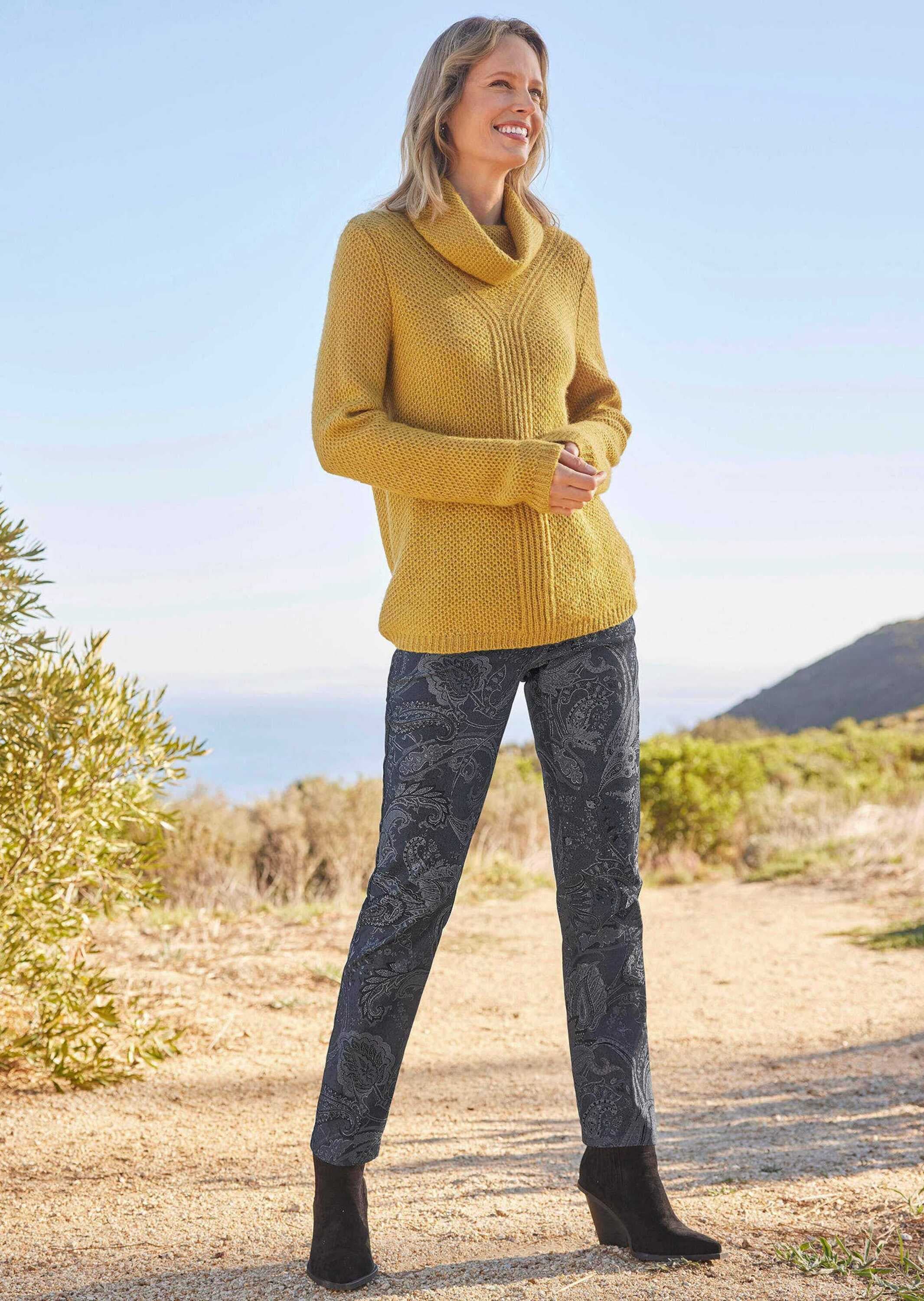 GOLDNER Strickpullover »Kurzgröße Strickpullover mit interessanter Struktur und Glitzergarn«