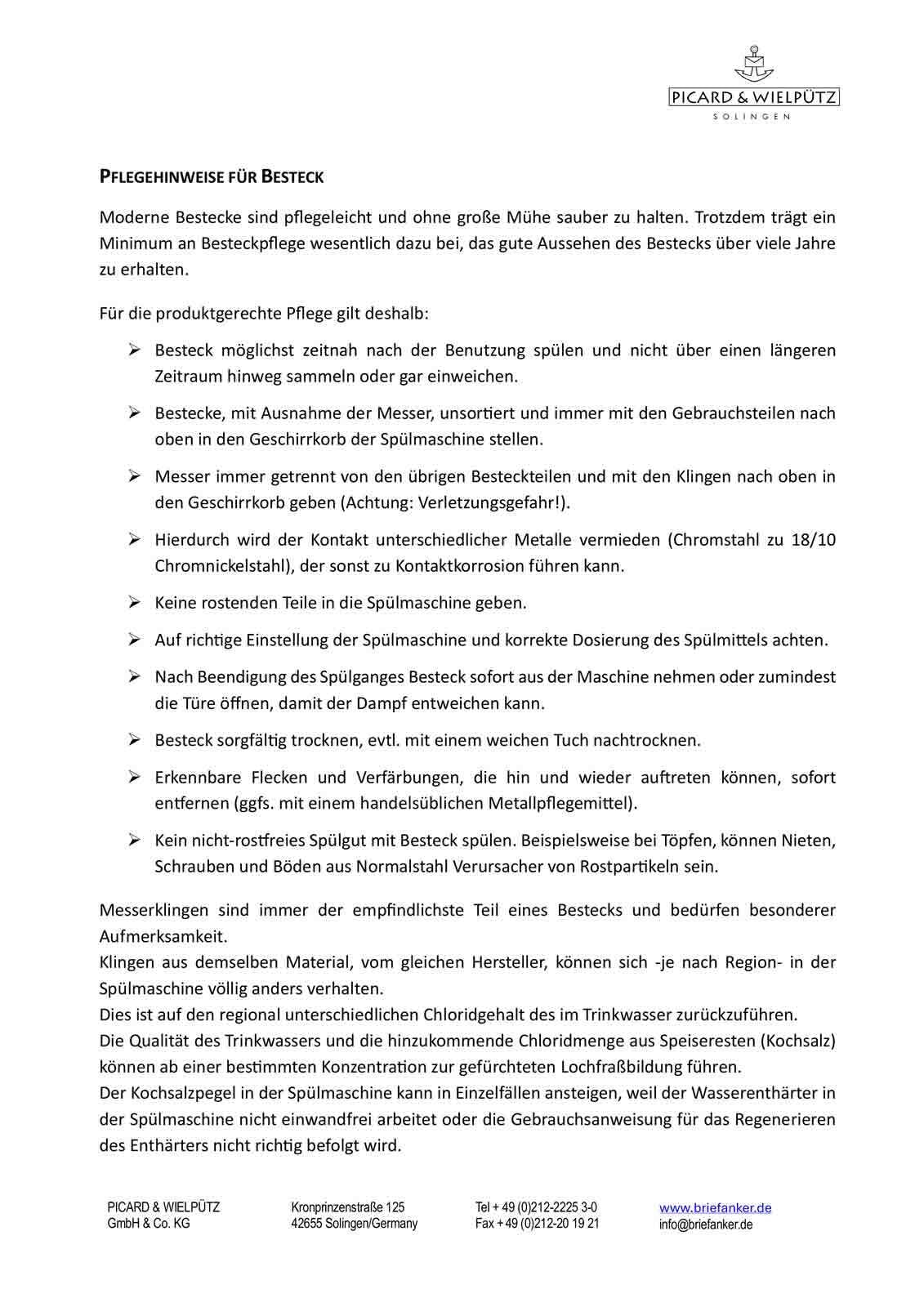 Picard & Wielpütz Solingen Besteck-Set »Tafelbesteck inkl. Besteckbox Mia 30er Set silber« Spülmaschinengeeignet