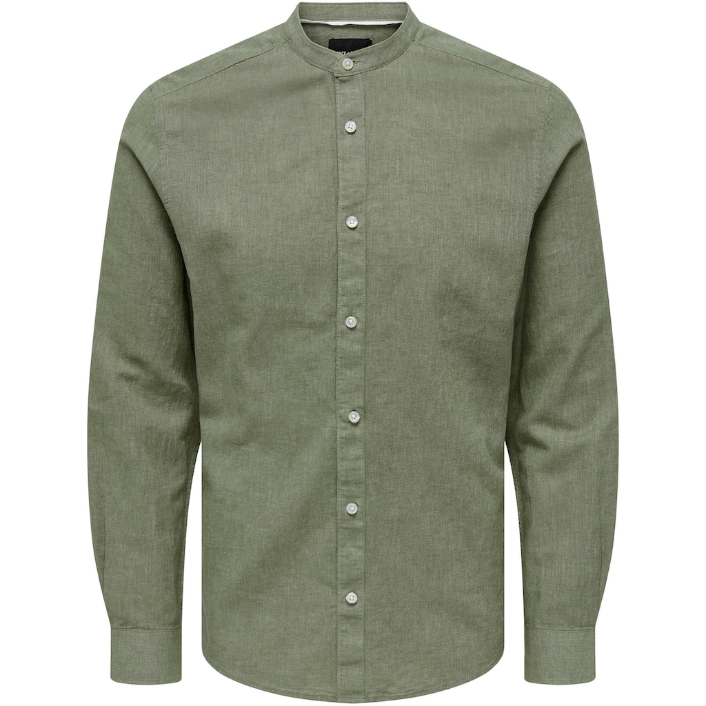 ONLY & SONS Langarmhemd »ONSCAIDEN LS SOLID LINEN MAO SHIRT NOOS«