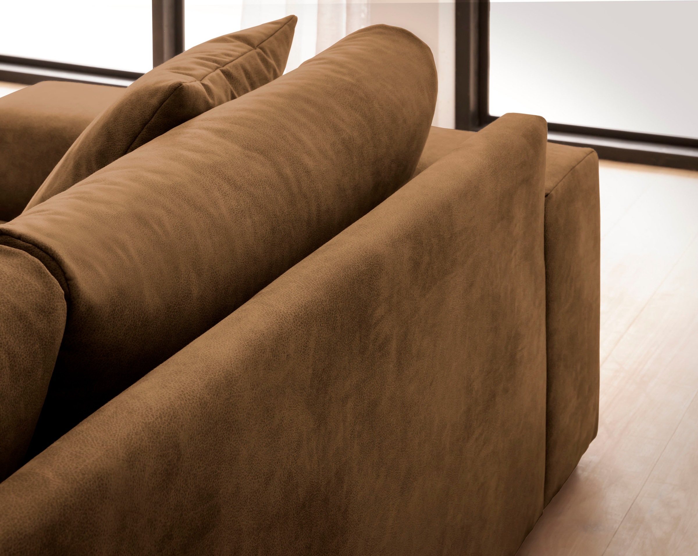 andas Ecksofa »SLEETLAND XXL in Samtvelours oder Vintage-Leder-Optik, L-Form,«, besonders groß und bequem