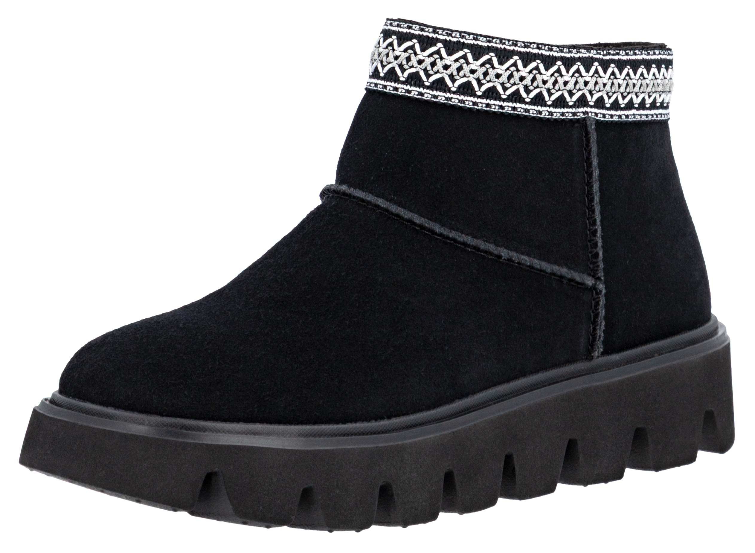 RIEKER Sport Plateauboots, Stiefelette mit Textileinfass im Ethno-Look