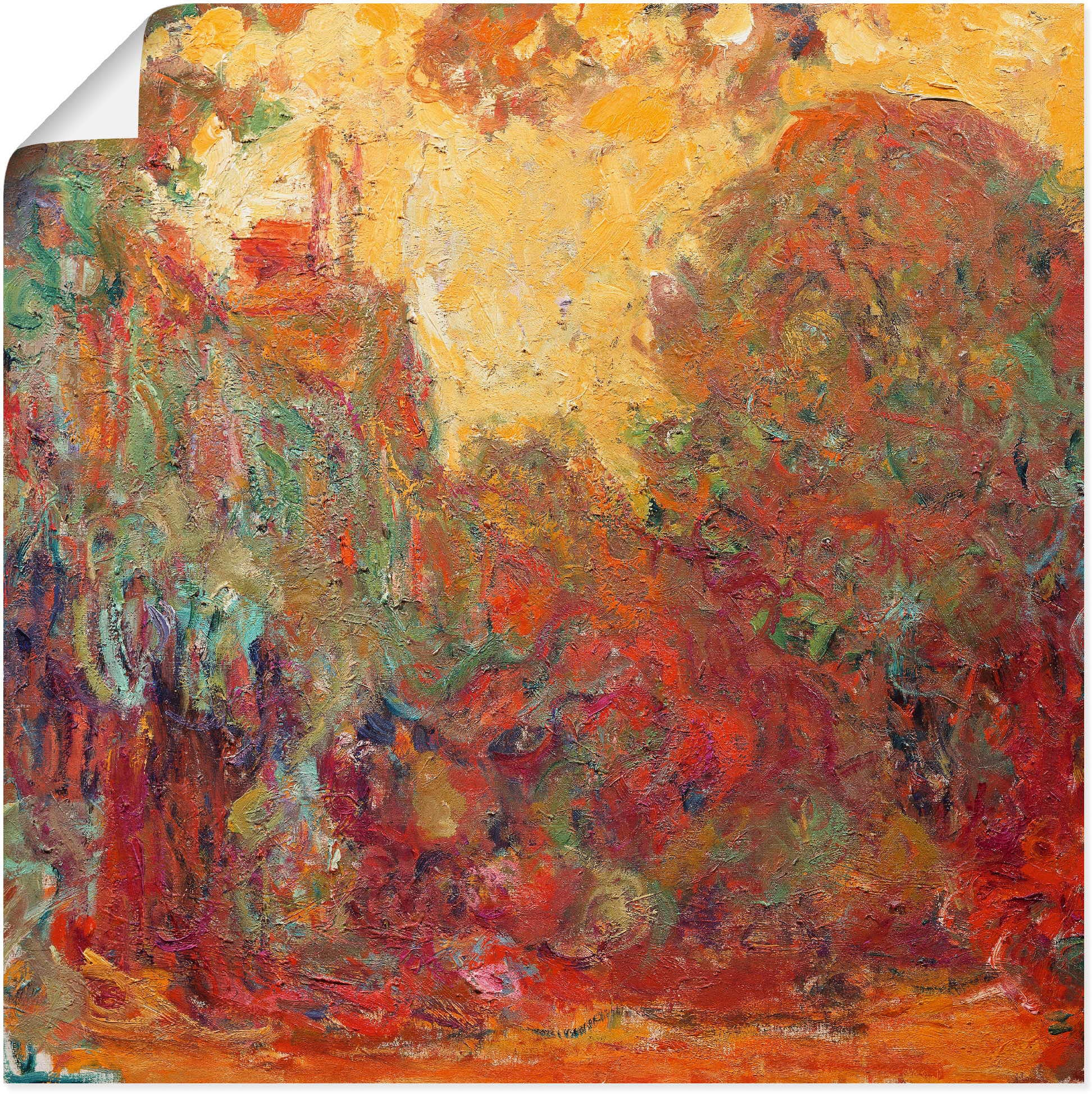 Artland Wandbild "Das Haus in Giverny Komposition in rot", Gegenstandslos, günstig online kaufen