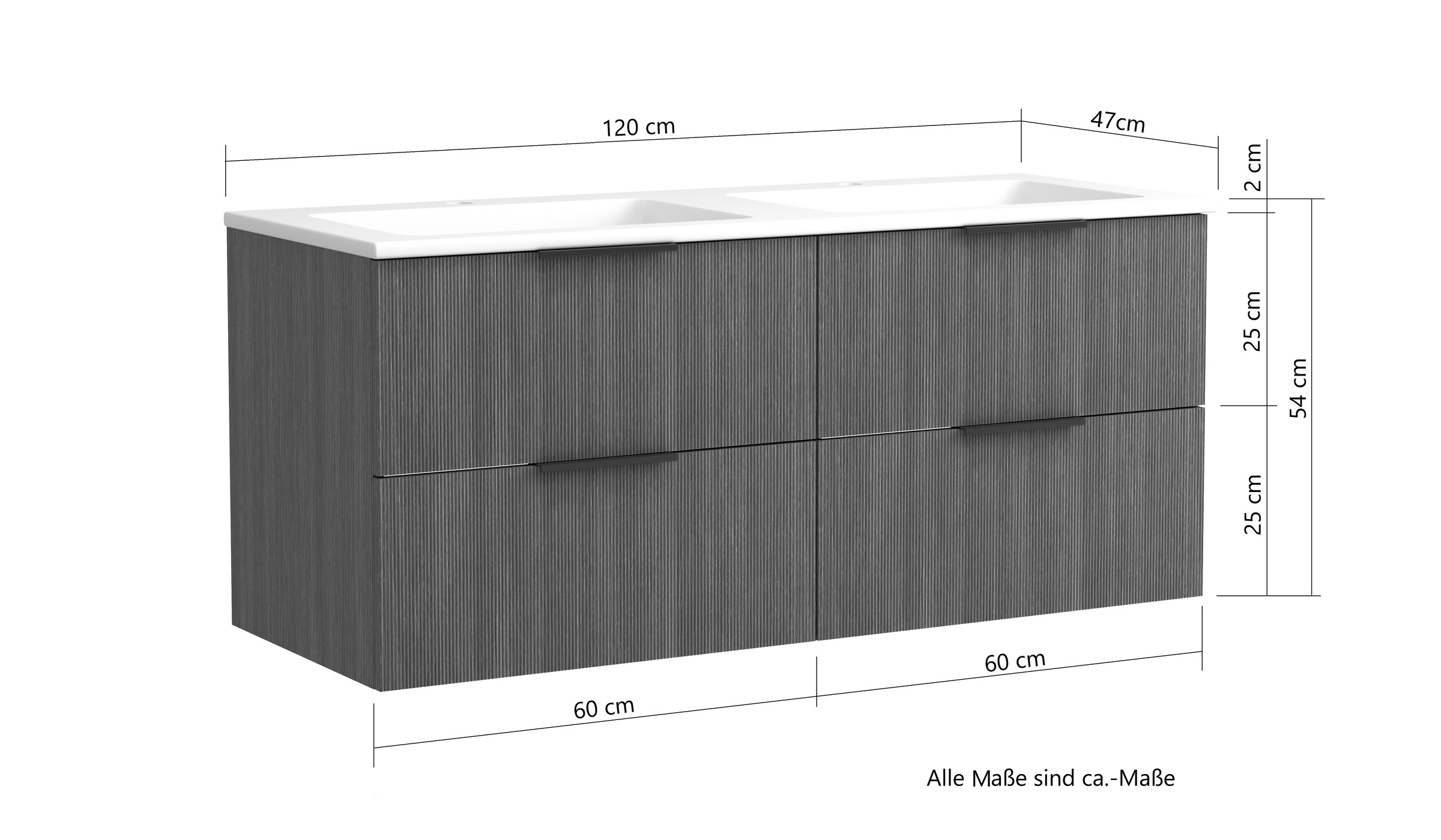 welltime Badmöbel-Set »Welltime, York Waschtisch-Set 120 cm, weißes oder schwarzes Becken«